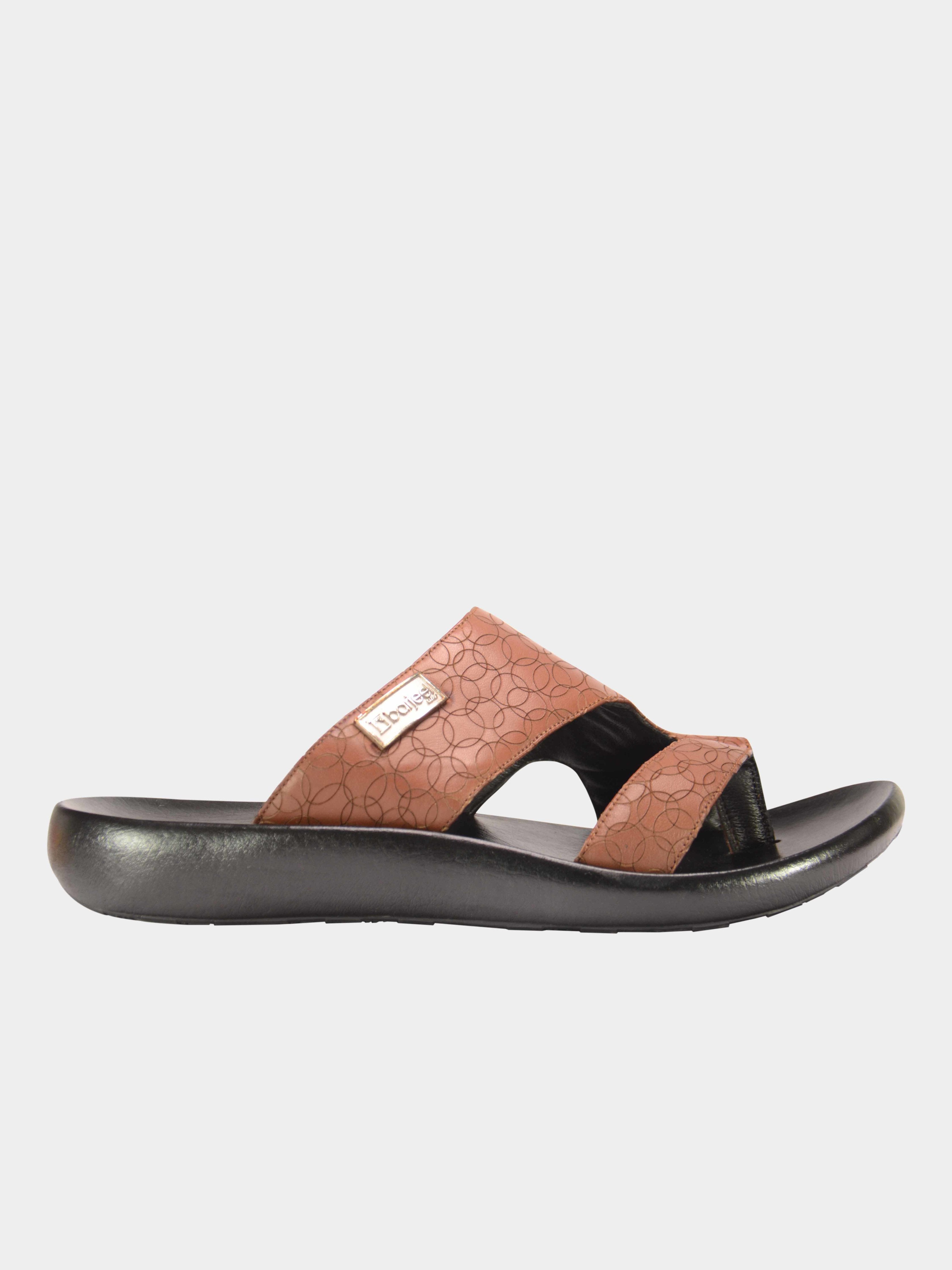 Barjeel Uno 0192710 Circle Detailed Arabic Leather Sandals #color_Brown