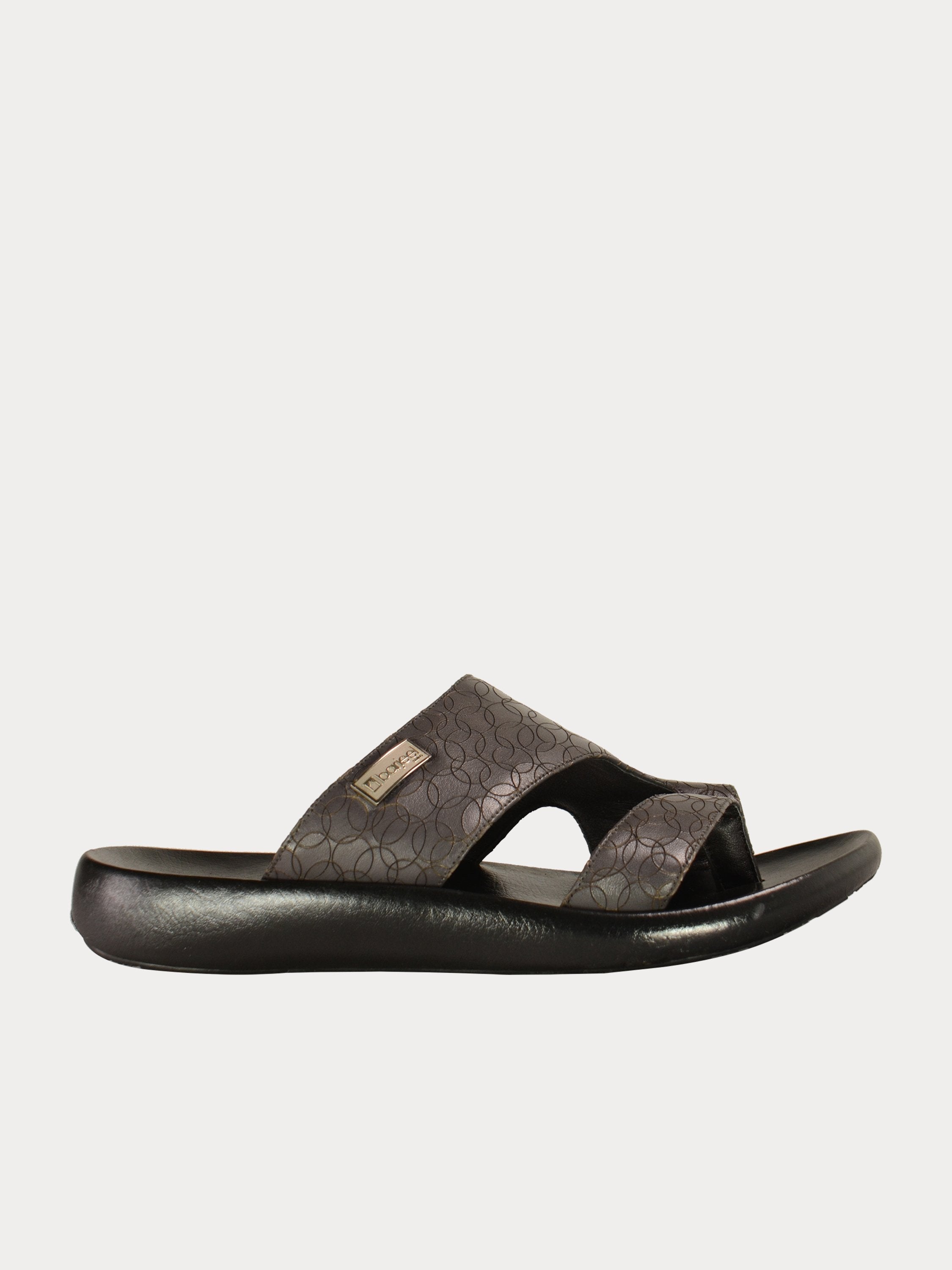 Barjeel Uno 0192710 Circle Detailed Arabic Leather Sandals #color_Grey