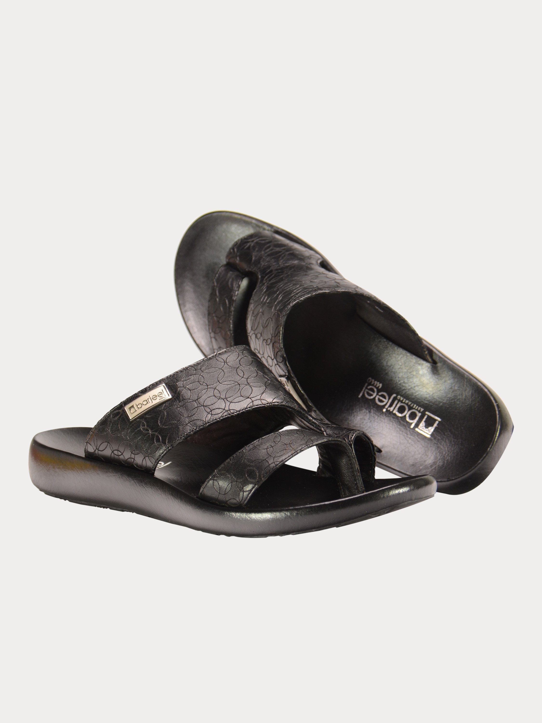 Barjeel Uno 0192710 Circle Detailed Arabic Leather Sandals #color_Black