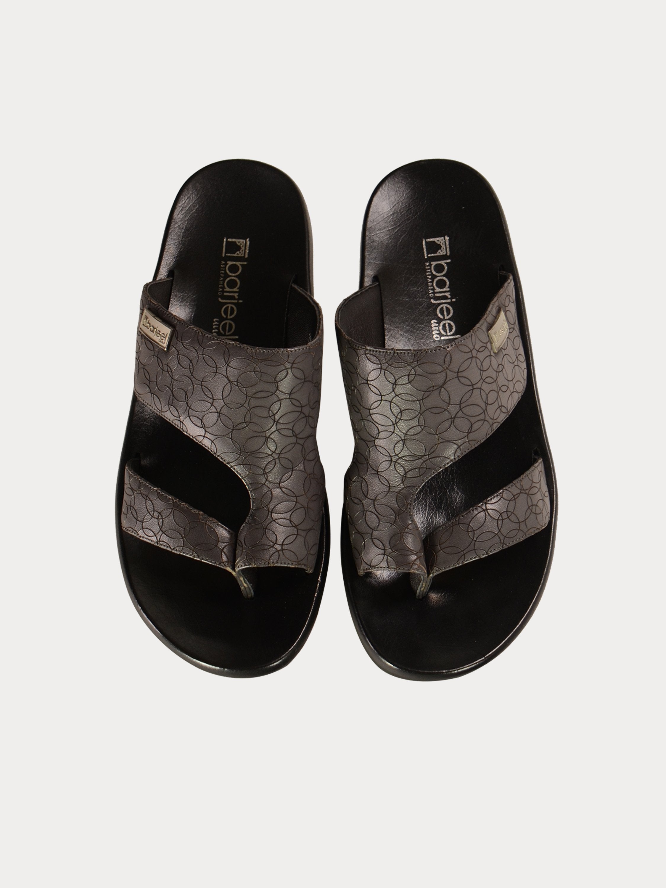 Barjeel Uno 0192710 Circle Detailed Arabic Leather Sandals #color_Grey