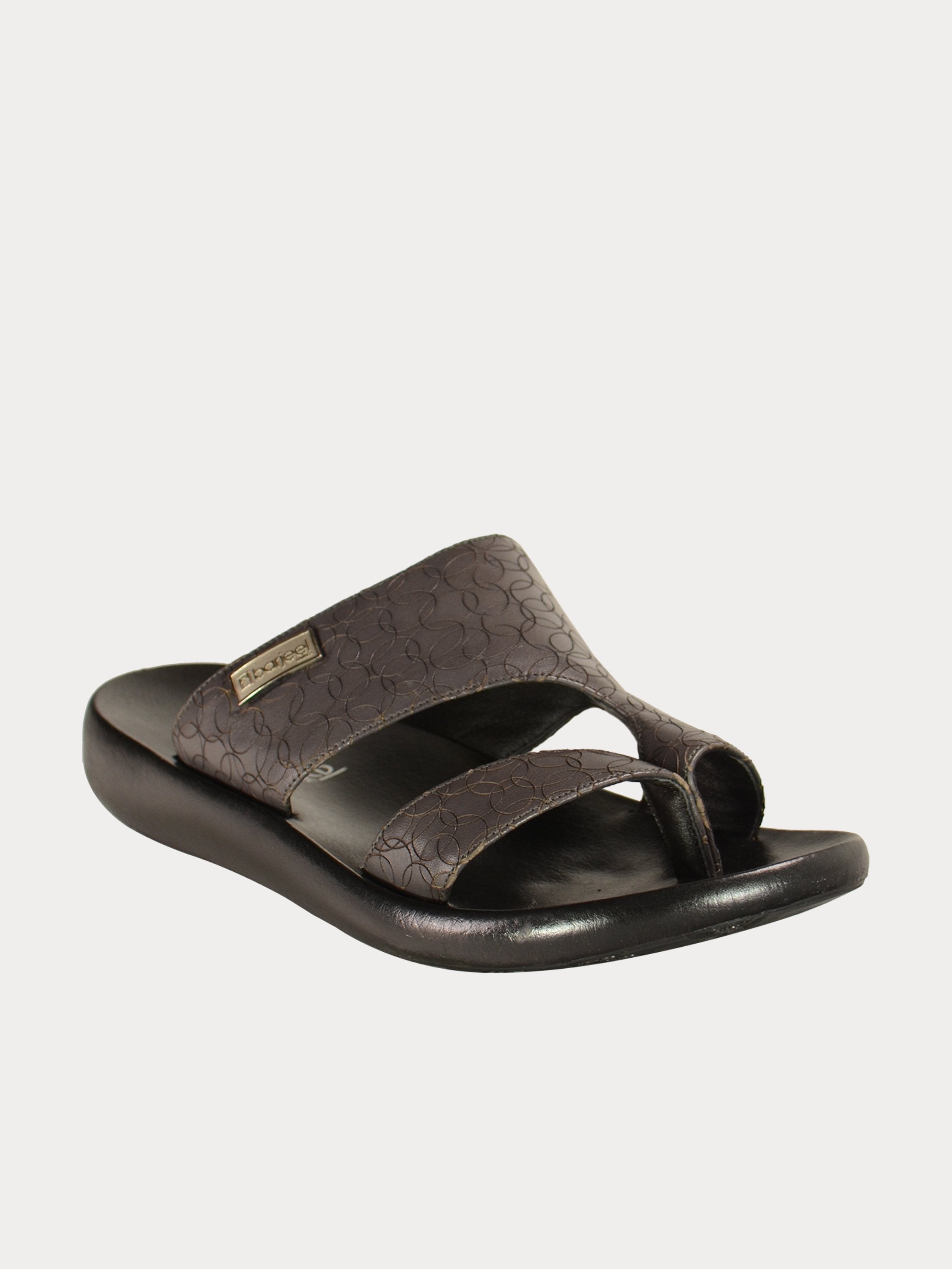 Barjeel Uno 0192710 Circle Detailed Arabic Leather Sandals #color_Grey