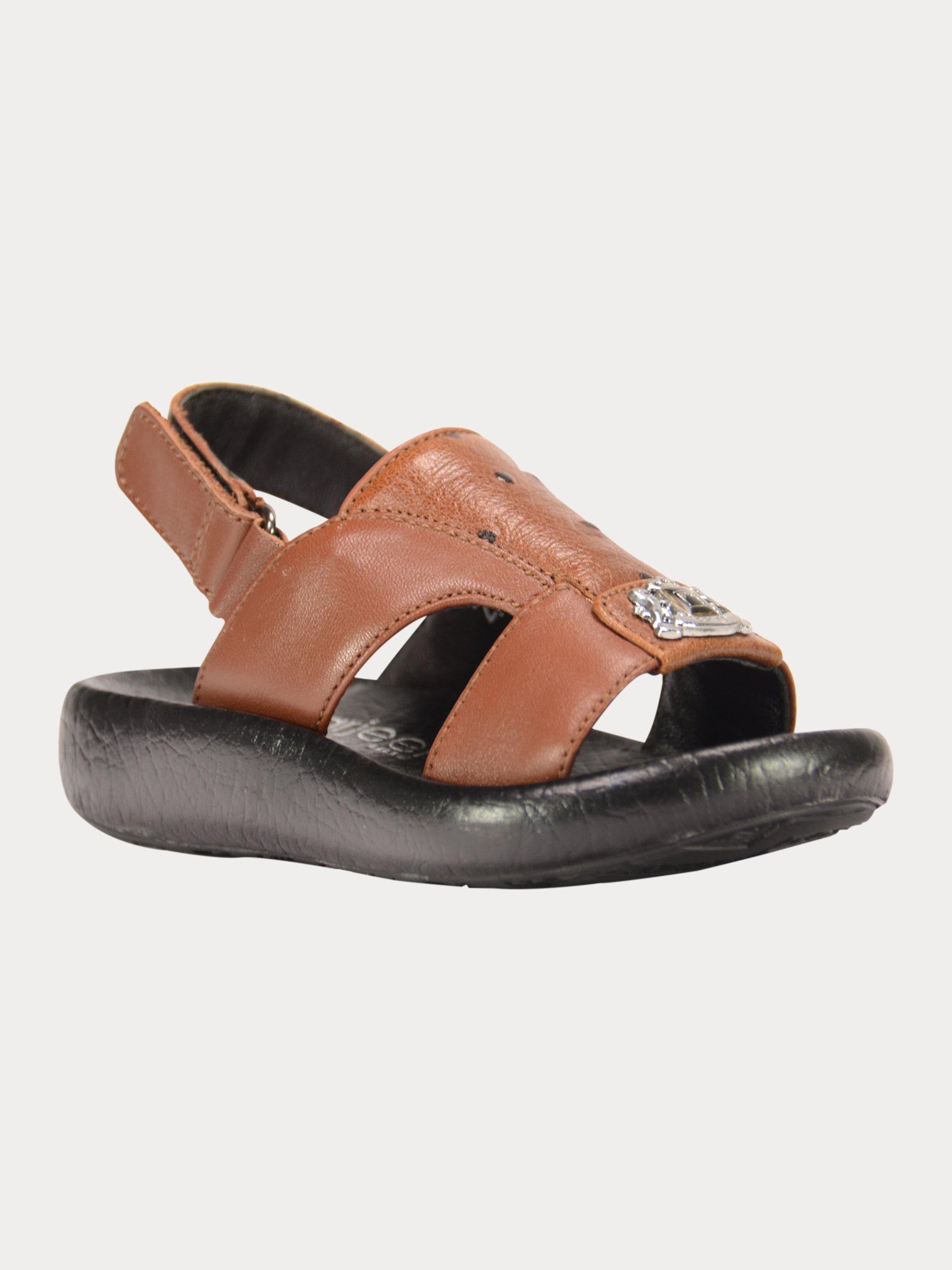 Barjeel Uno 2190600 Croc Effect Slingback Arabic Leather Sandals #color_Brown