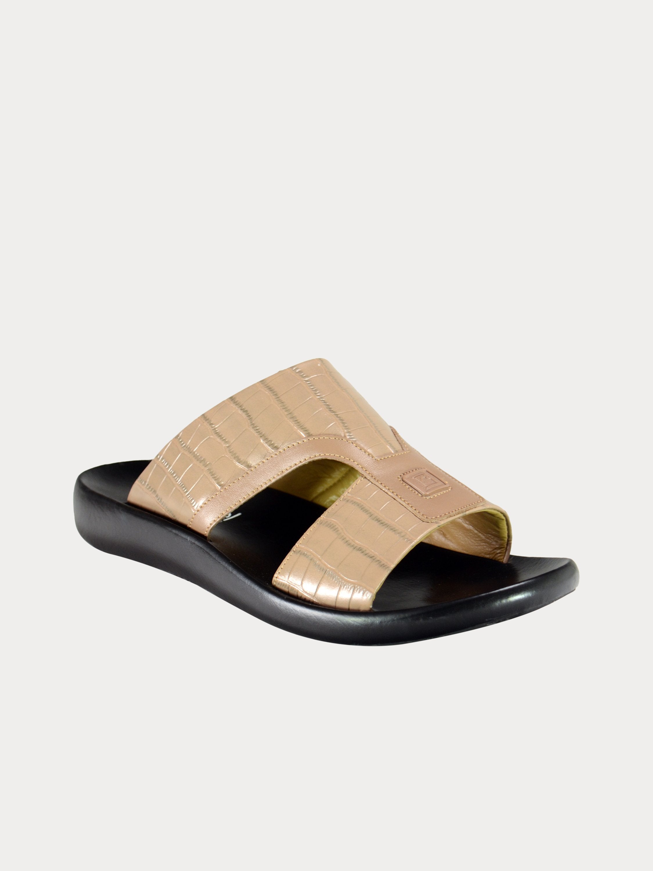 Barjeel Uno A197071 Croco Arabic Leather Sandals #color_Beige