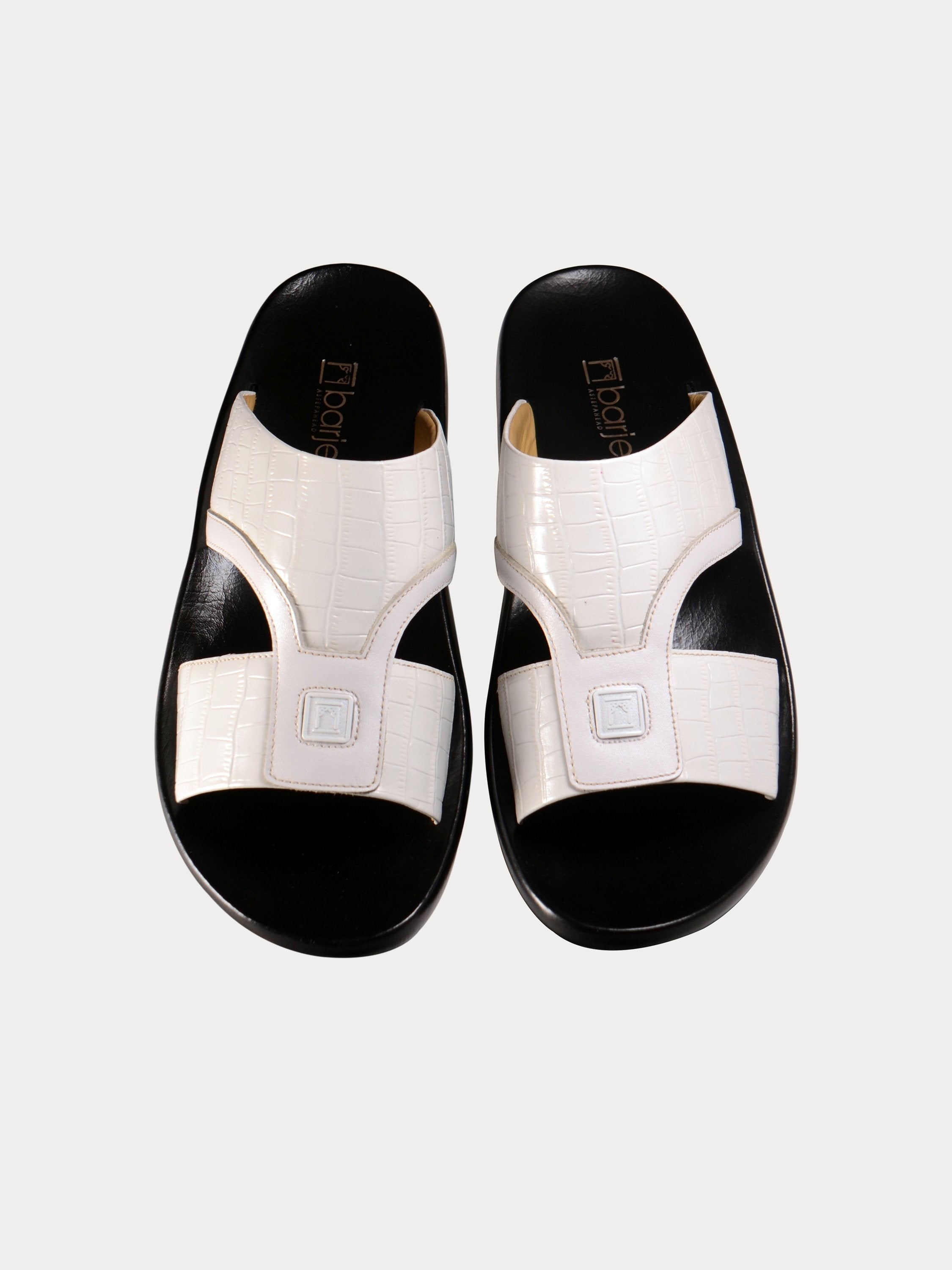 Barjeel Uno A197071 Croco Arabic Leather Sandals #color_White