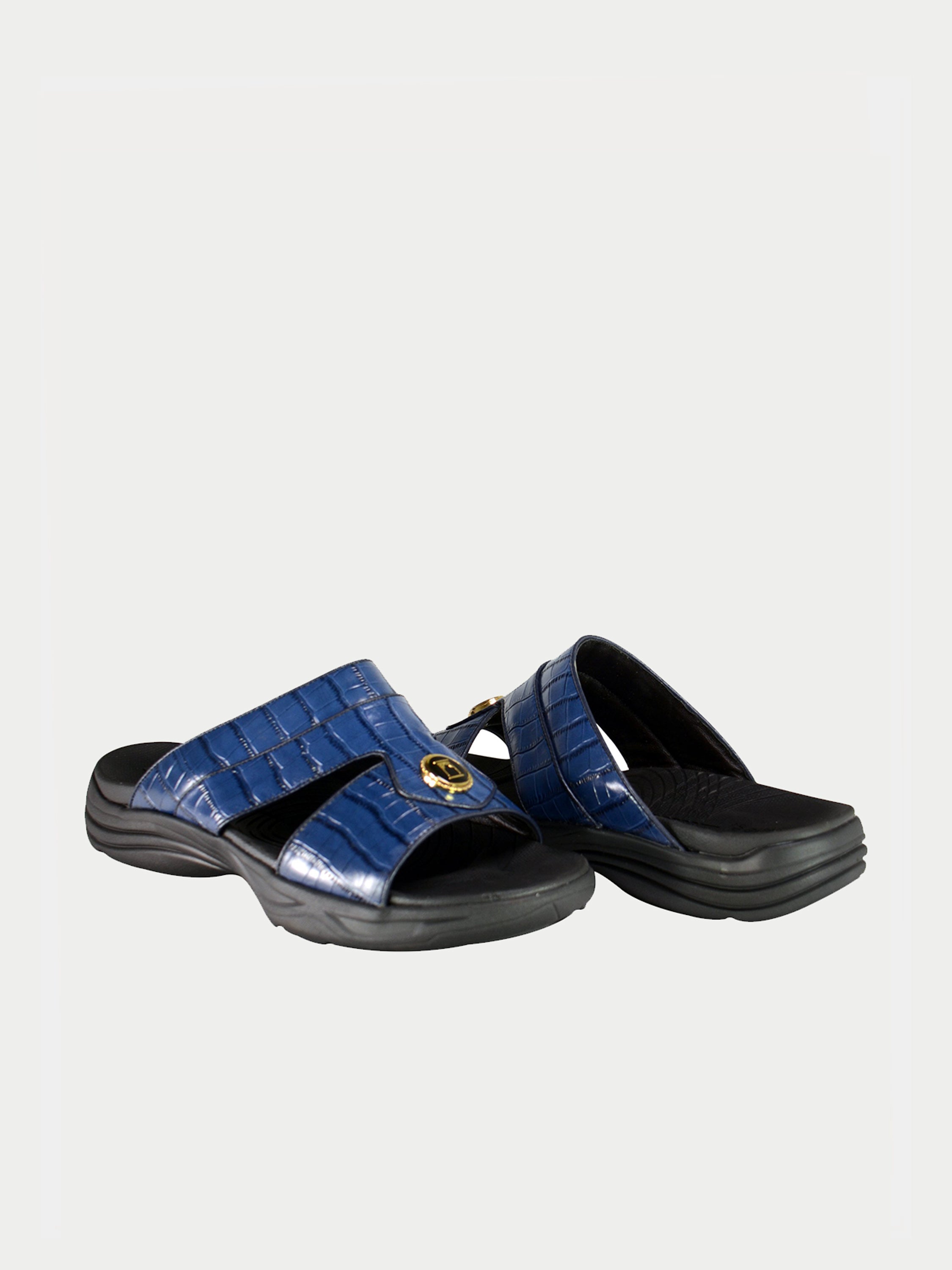 Barjeel Uno D197123 Croco Round Buckle Arabic Sandals #color_Blue