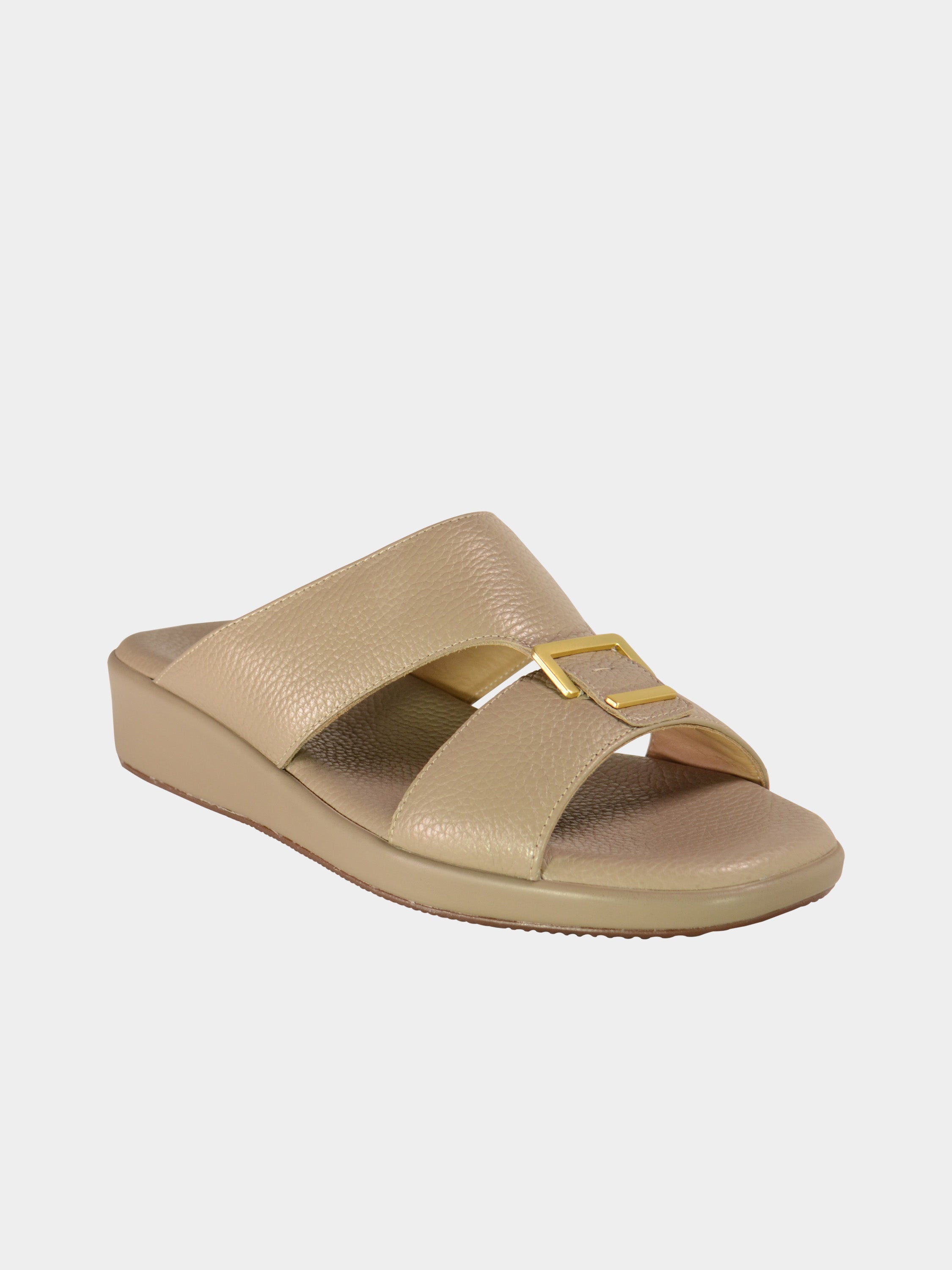 Barjeel Uno BGT-02 Grain Top Buckle Arabic Sandals #color_Beige