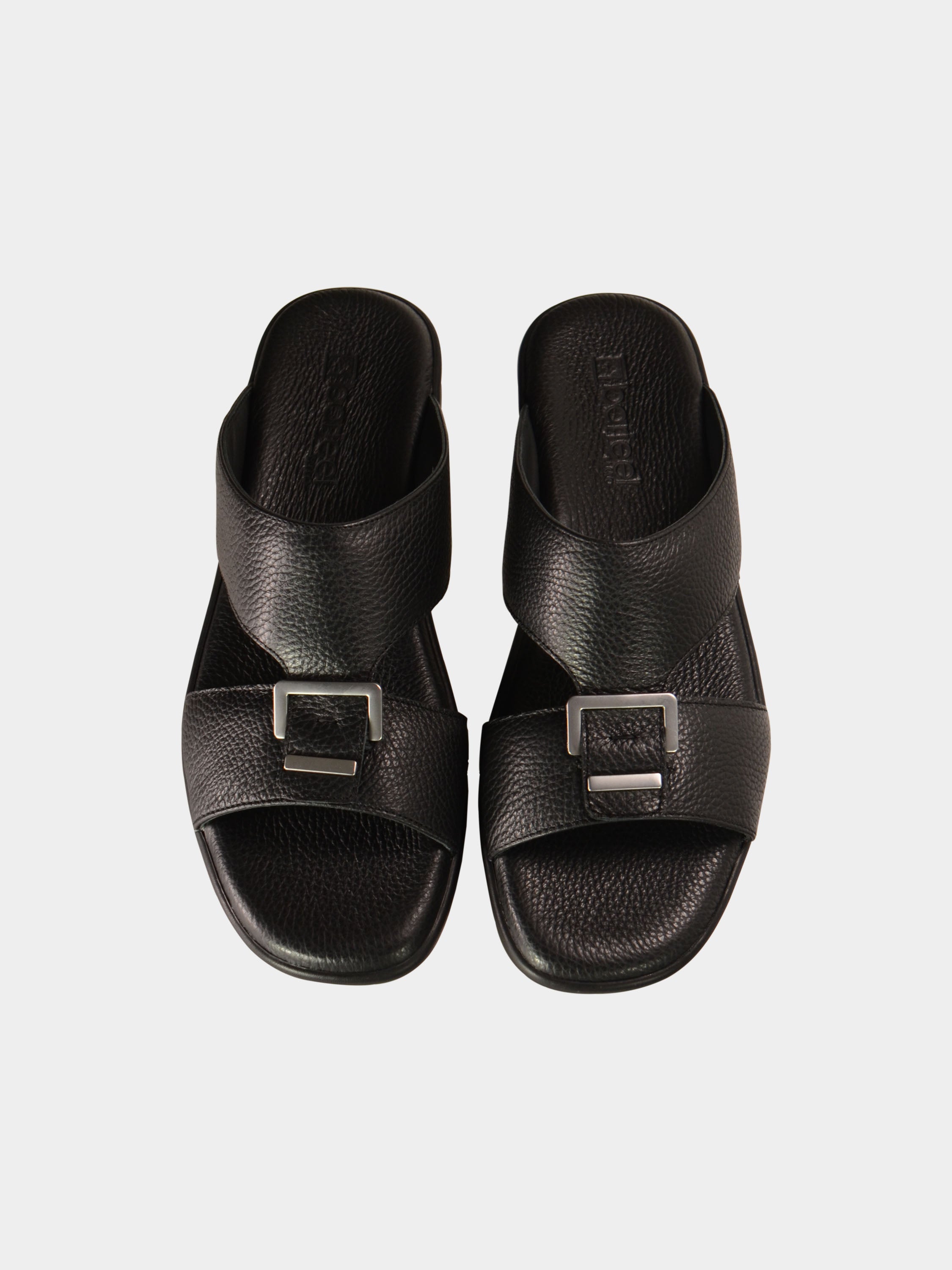 Barjeel Uno BGT-02 Grain Top Buckle Arabic Sandals #color_Black