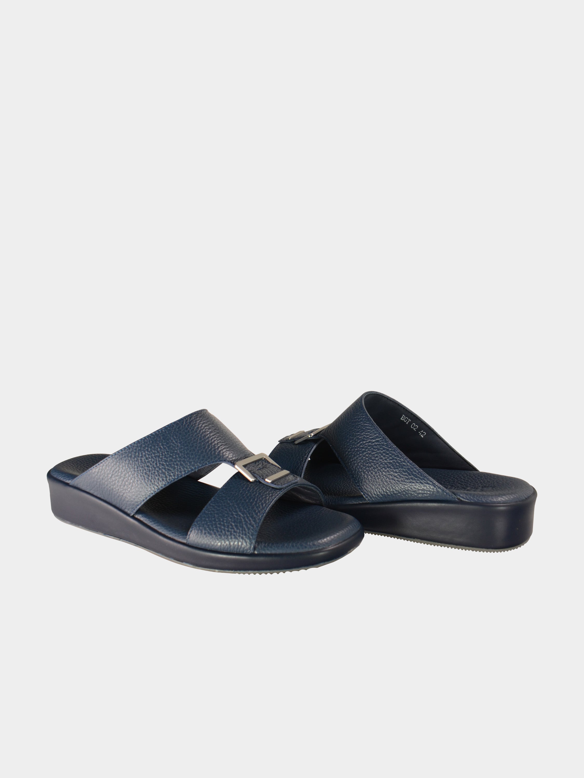 Barjeel Uno BGT-02 Grain Top Buckle Arabic Sandals #color_Navy