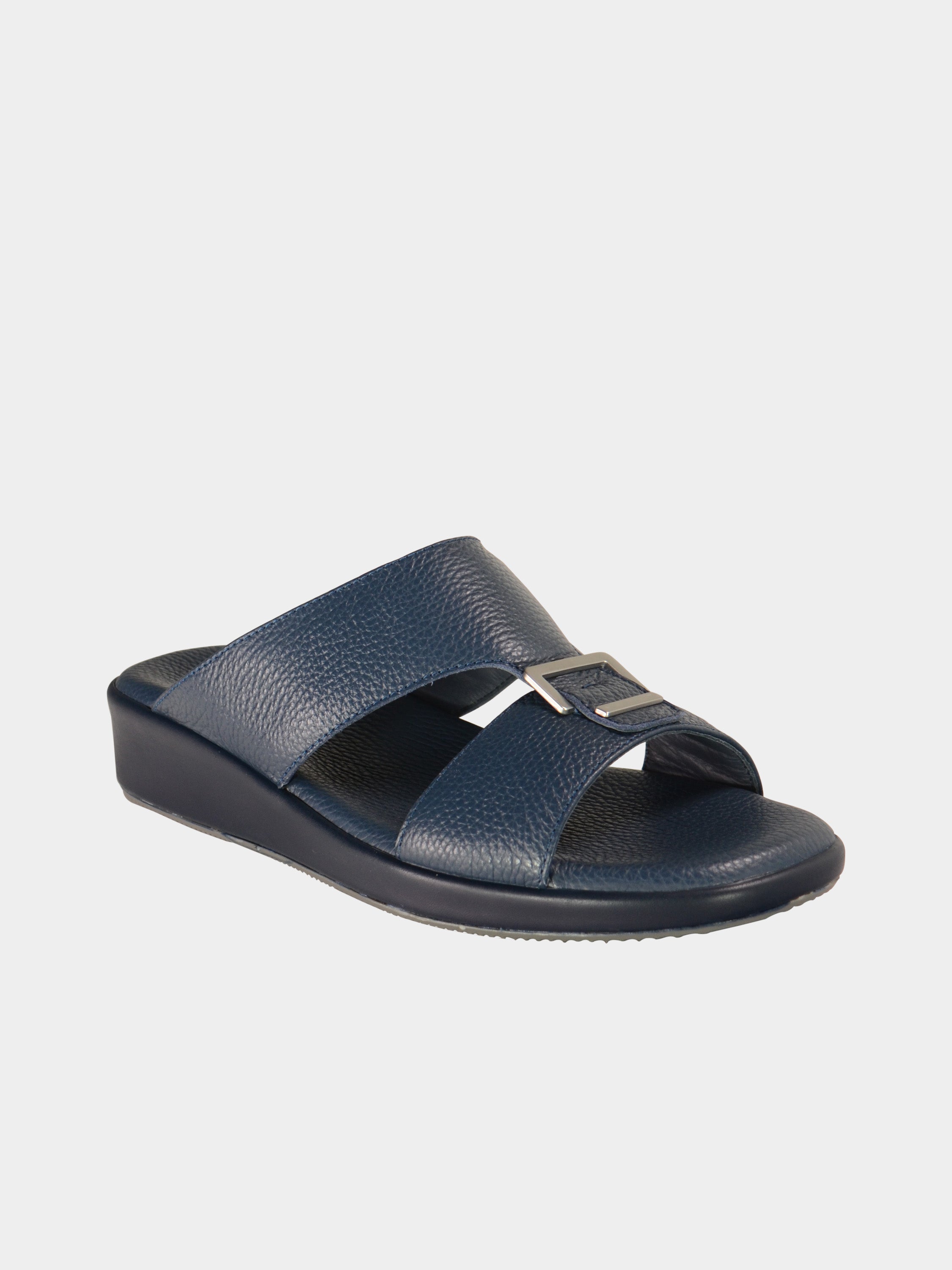Barjeel Uno BGT-02 Grain Top Buckle Arabic Sandals #color_Navy
