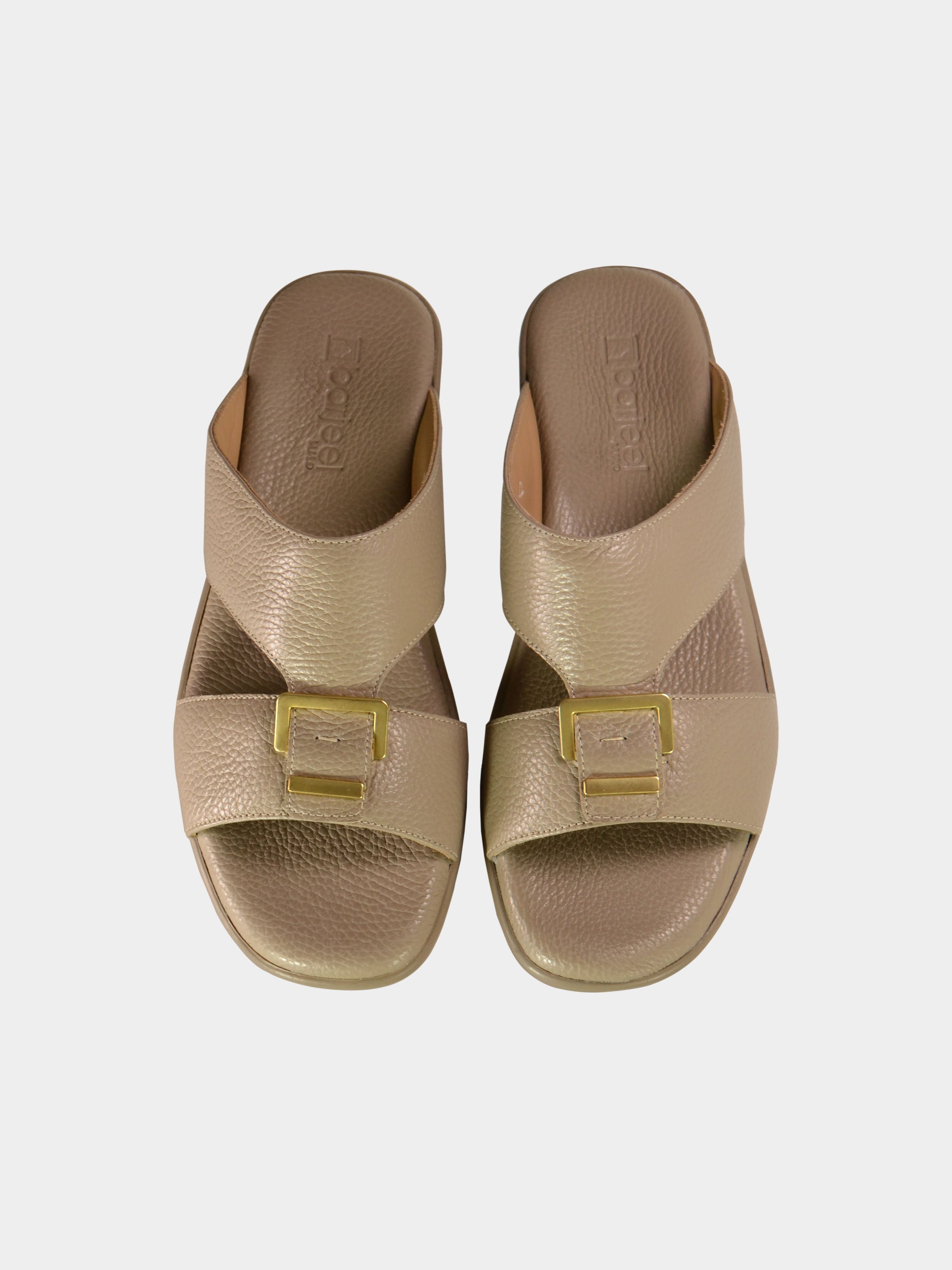 Barjeel Uno BGT-02 Grain Top Buckle Arabic Sandals #color_Beige