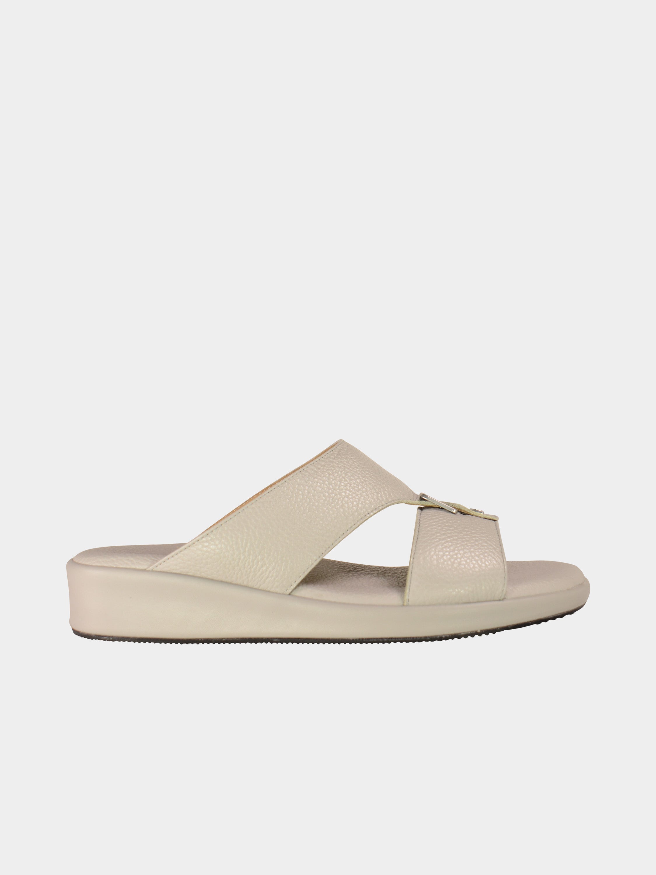 Barjeel Uno BGT-02 Grain Top Buckle Arabic Sandals #color_Light Beige