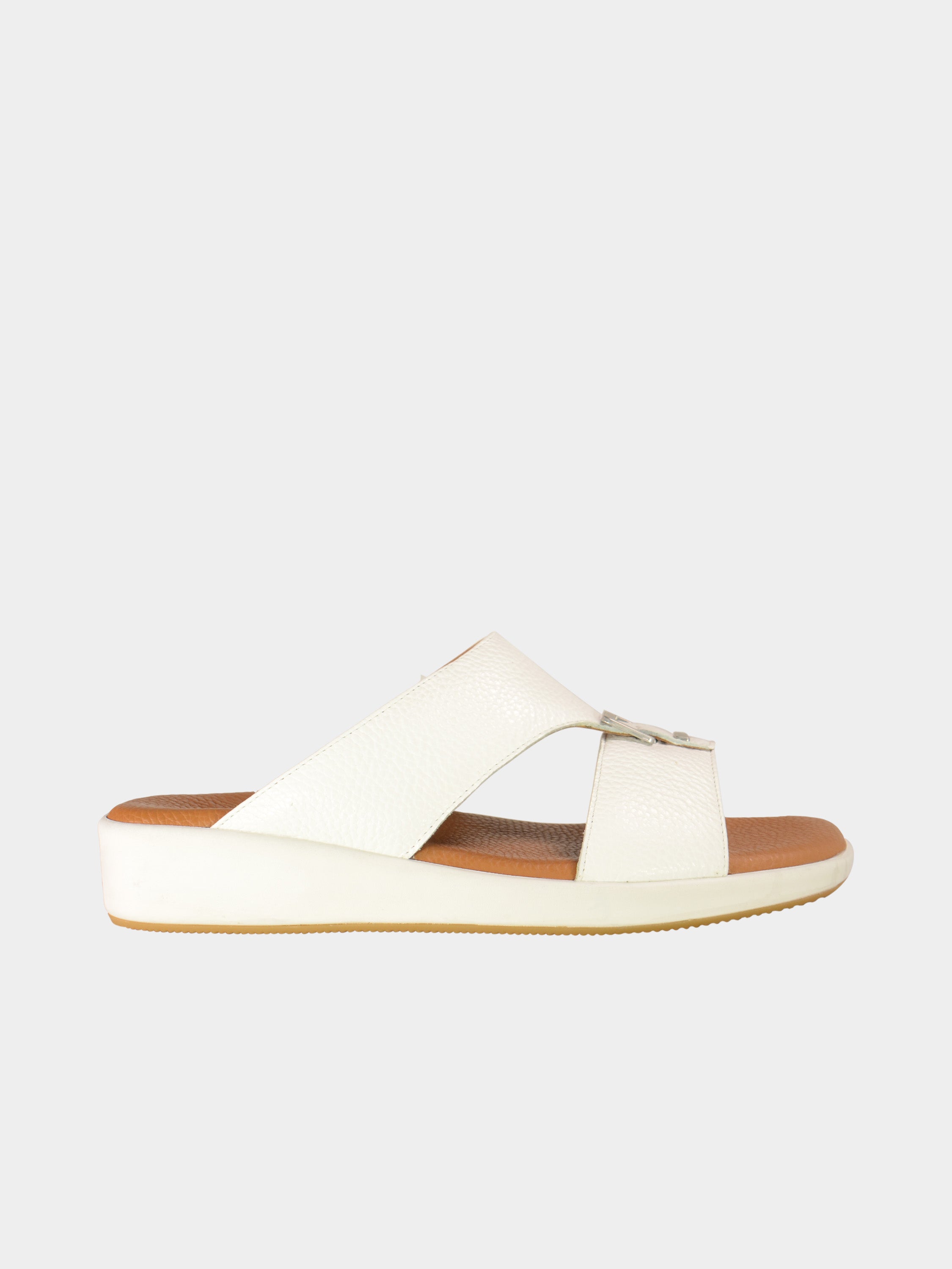 Barjeel Uno BGT-02 Grain Top Buckle Arabic Sandals #color_White