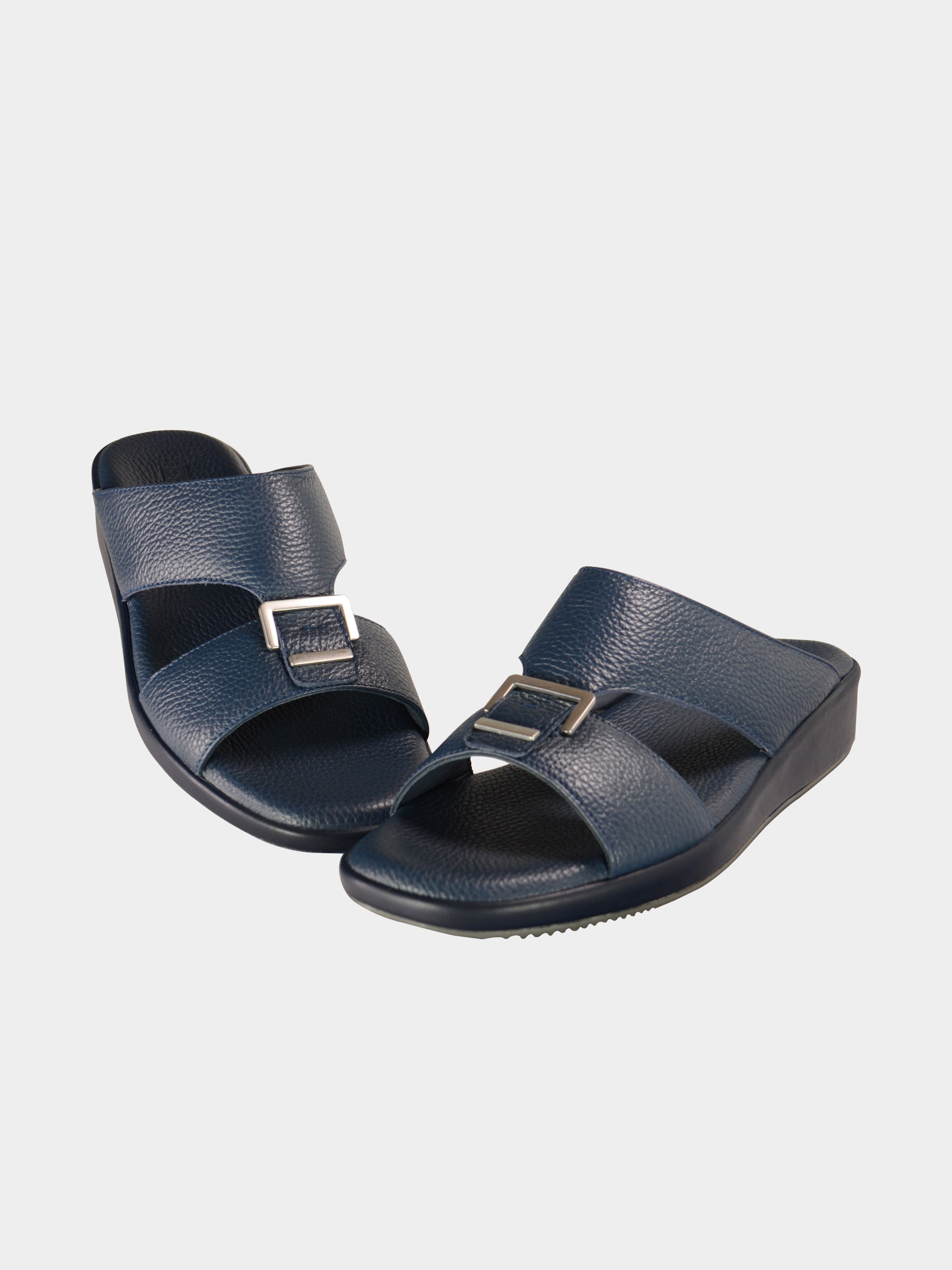 Barjeel Uno BGT-02 Grain Top Buckle Arabic Sandals #color_Navy