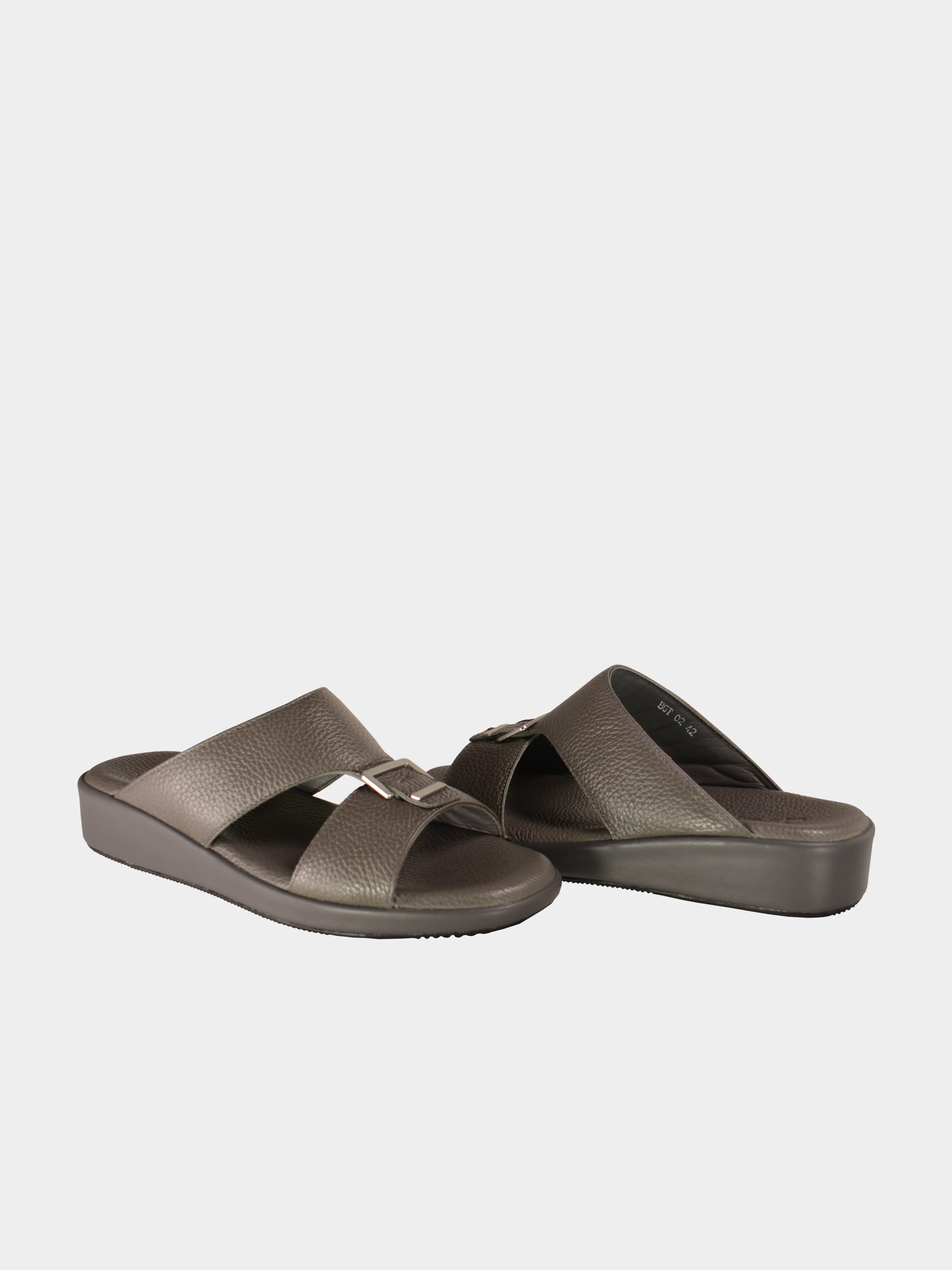 Barjeel Uno BGT-02 Grain Top Buckle Arabic Sandals #color_Grey