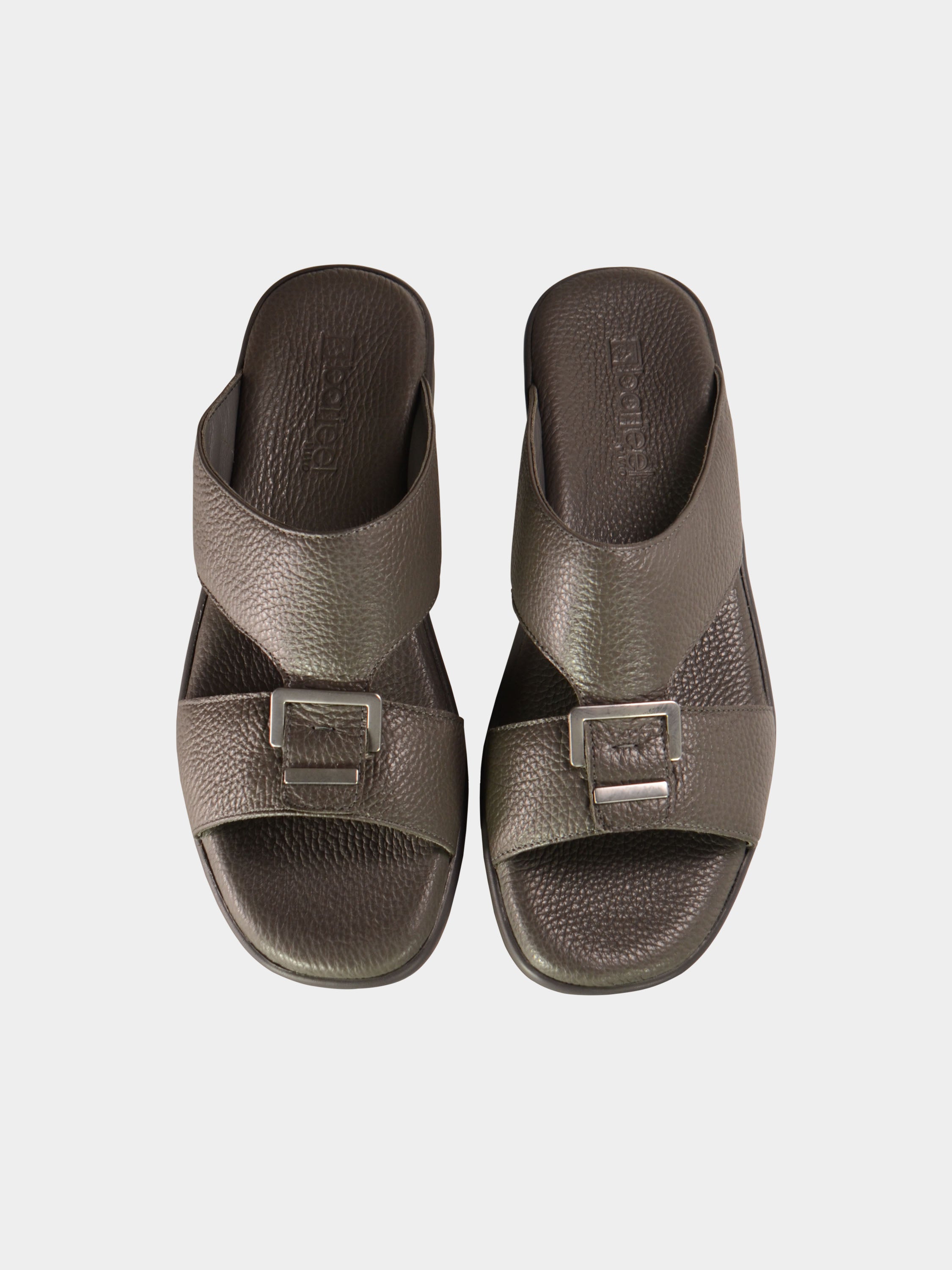 Barjeel Uno BGT-02 Grain Top Buckle Arabic Sandals #color_Grey