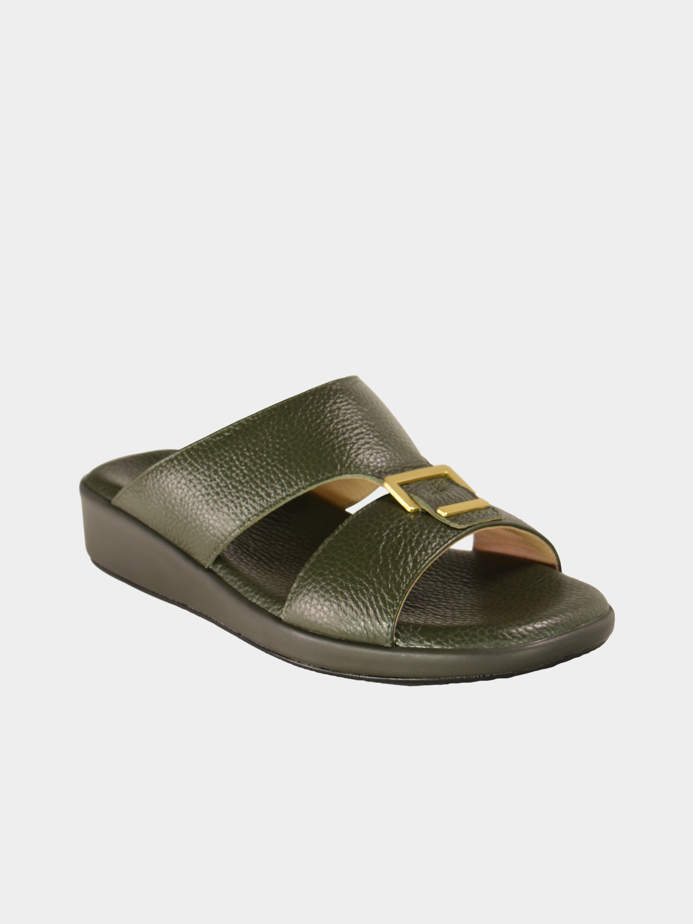 Barjeel Uno BGT-02 Grain Top Buckle Arabic Sandals #color_Green