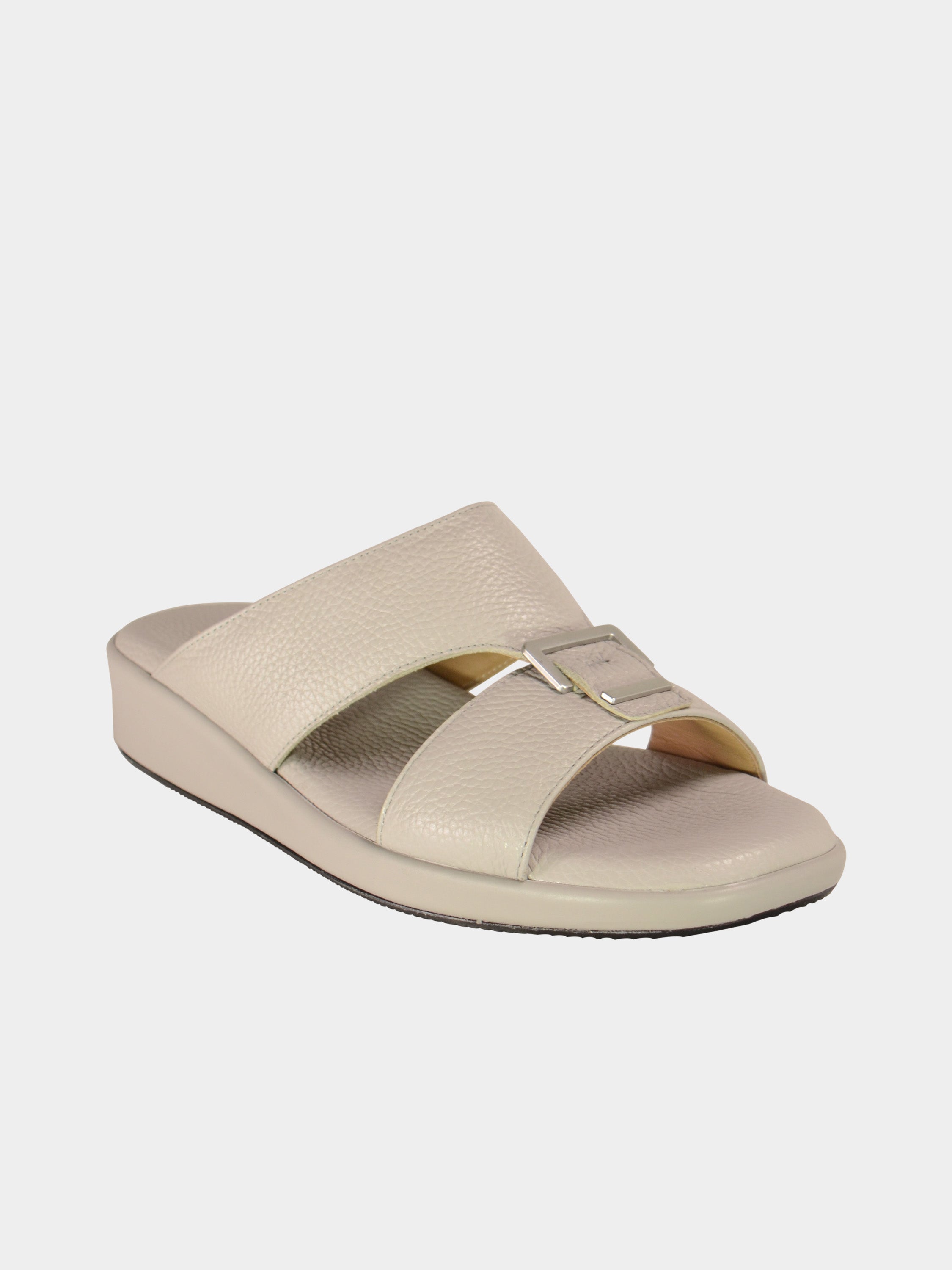 Barjeel Uno BGT-02 Grain Top Buckle Arabic Sandals #color_Light Beige