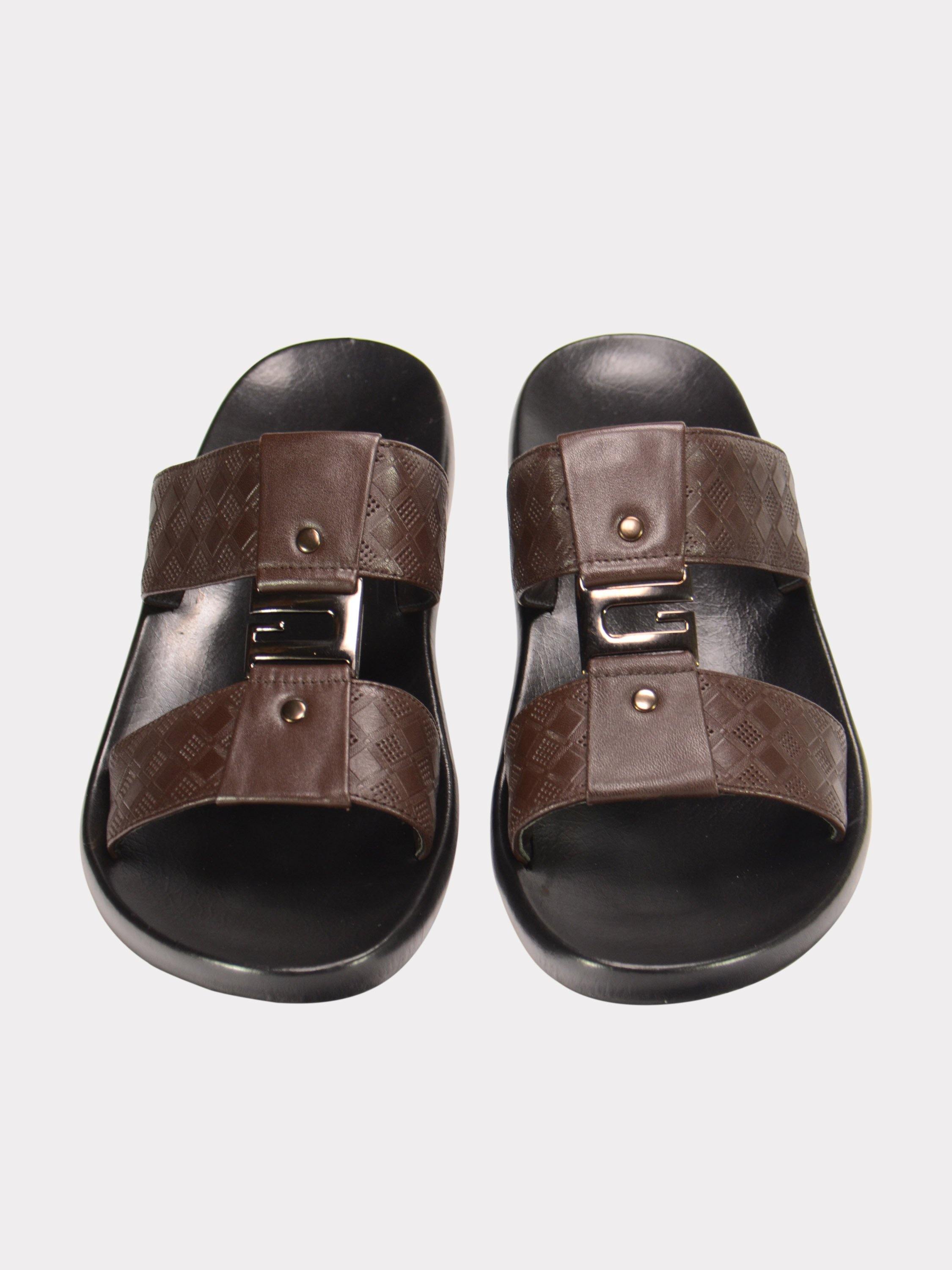 Barjeel Uno 0192100 Harlequin G Buckle Arabic Leather Sandals #color_Brown