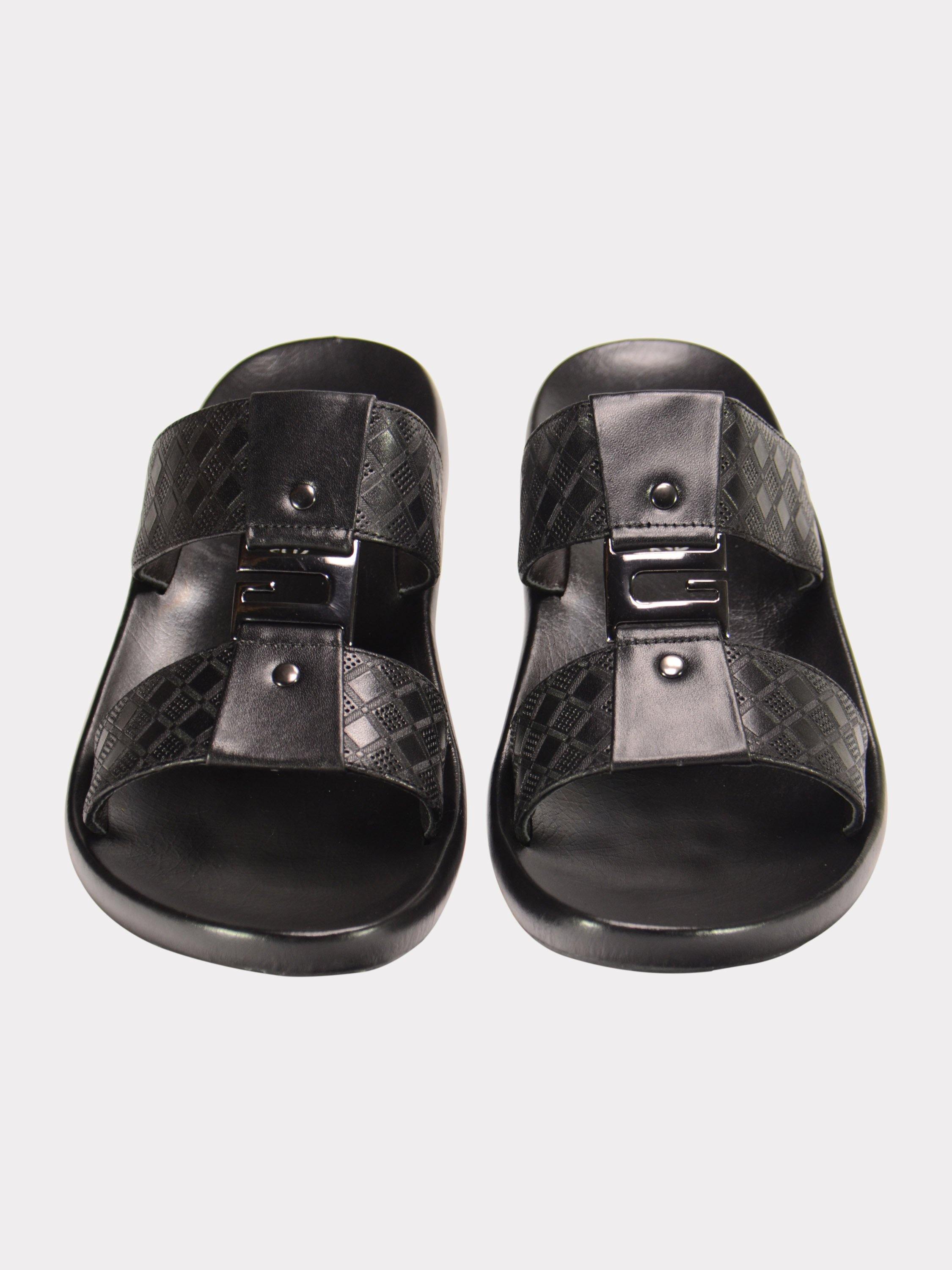 Barjeel Uno 0192100 Harlequin G Buckle Arabic Leather Sandals #color_Black