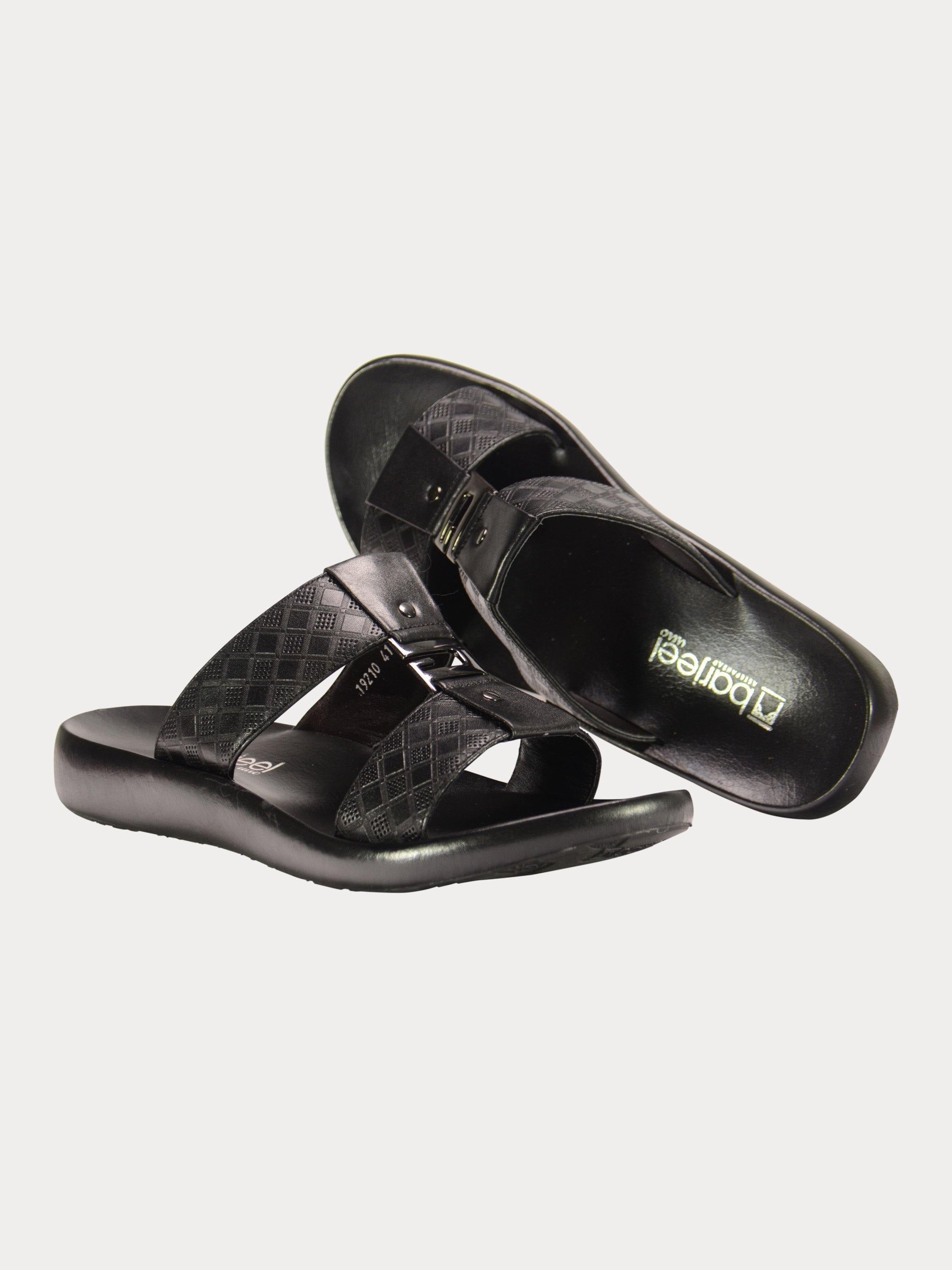 Barjeel Uno 0192100 Harlequin G Buckle Arabic Leather Sandals #color_Black