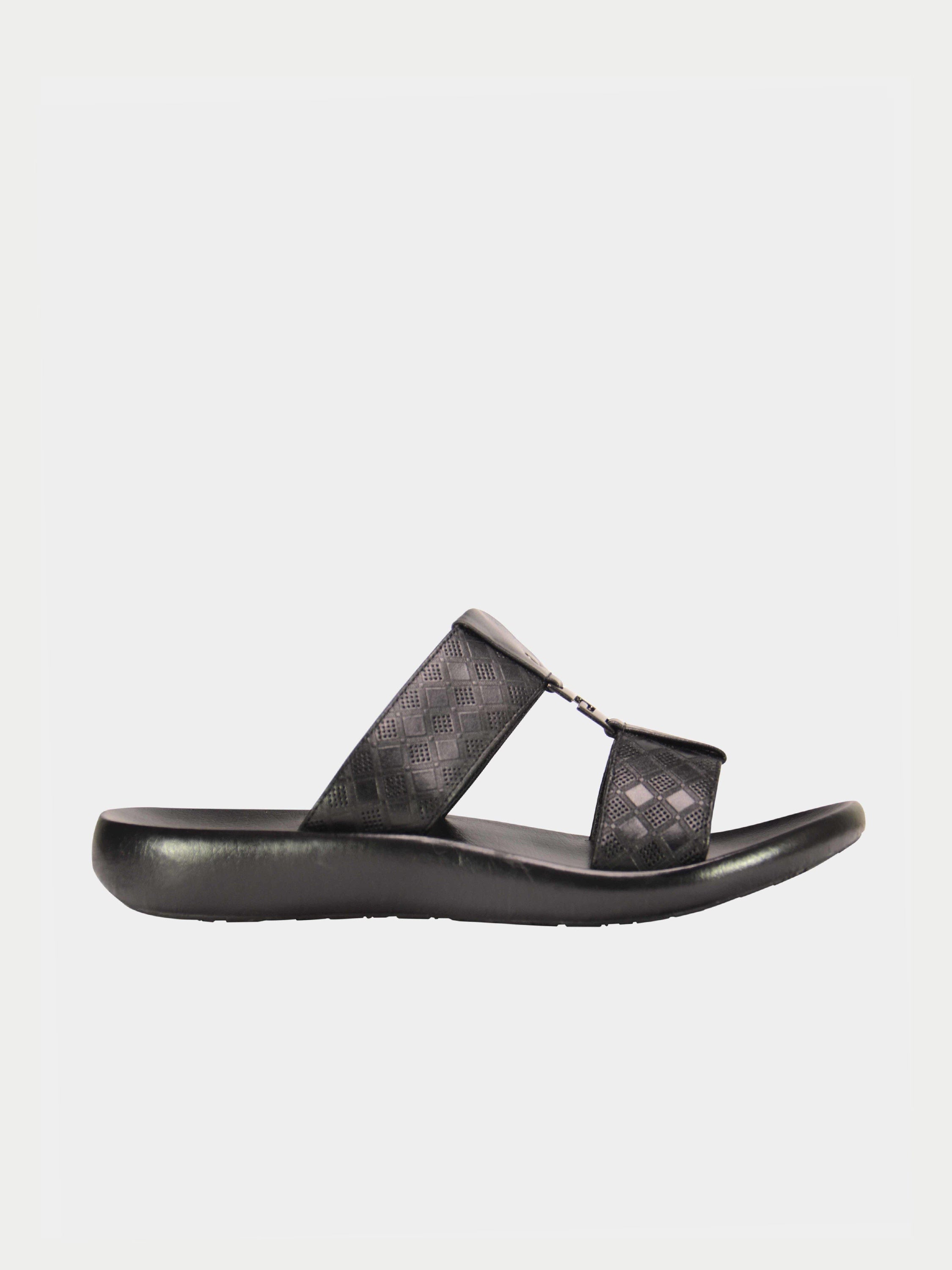 Barjeel Uno 0192100 Harlequin G Buckle Arabic Leather Sandals #color_Black