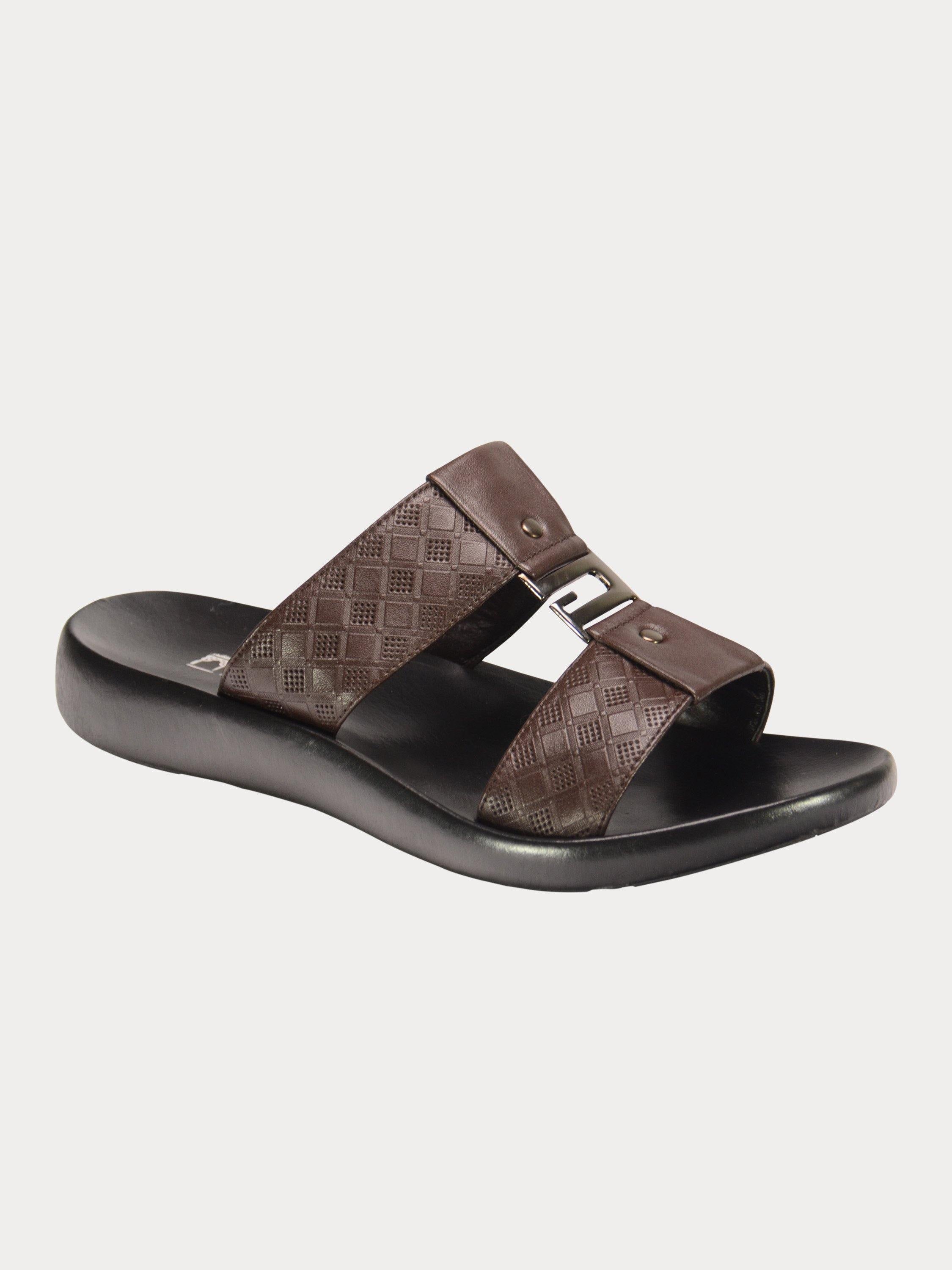 Barjeel Uno 0192100 Harlequin G Buckle Arabic Leather Sandals #color_Brown