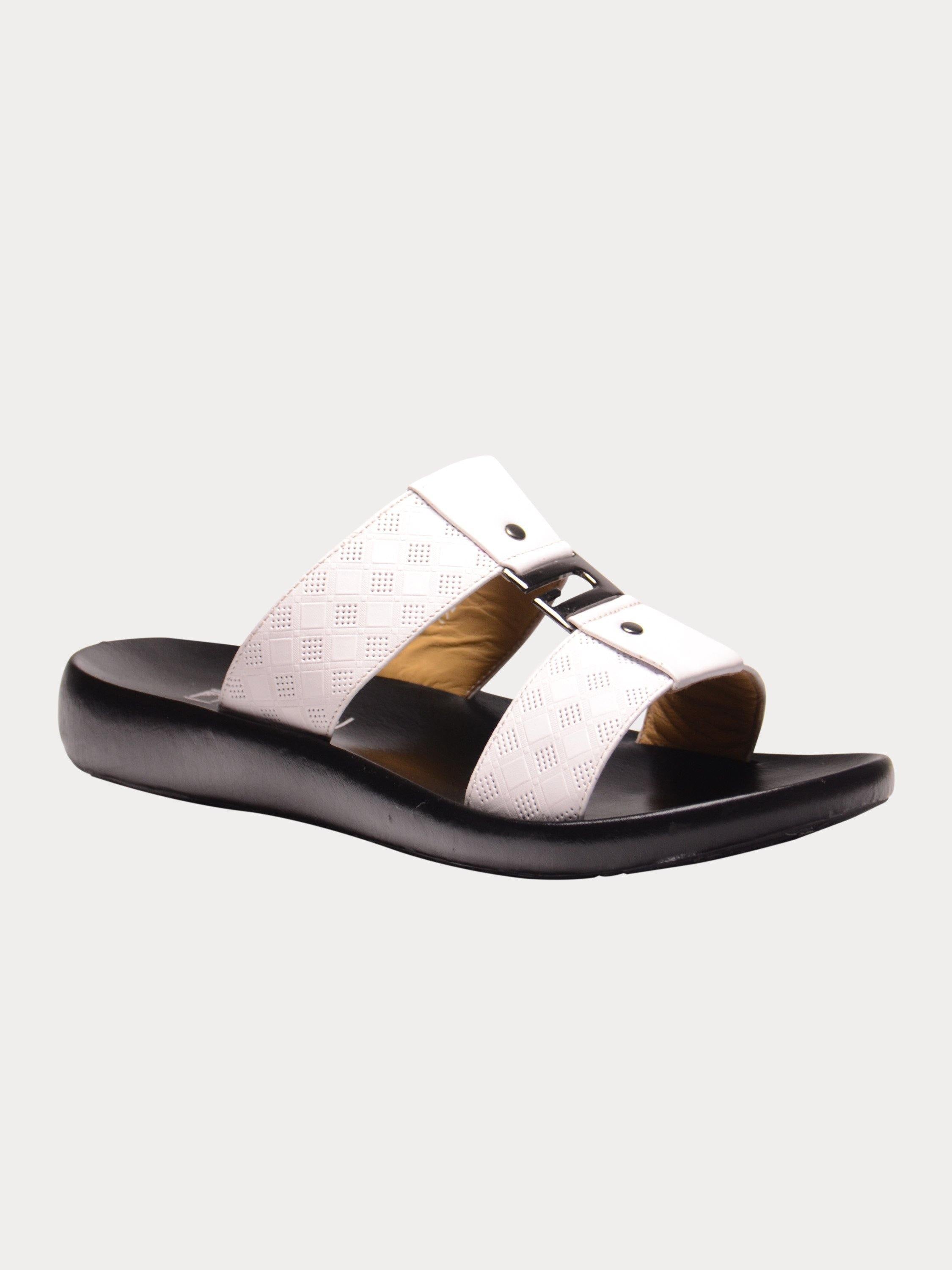 Barjeel Uno 0192100 Harlequin G Buckle Arabic Leather Sandals #color_White