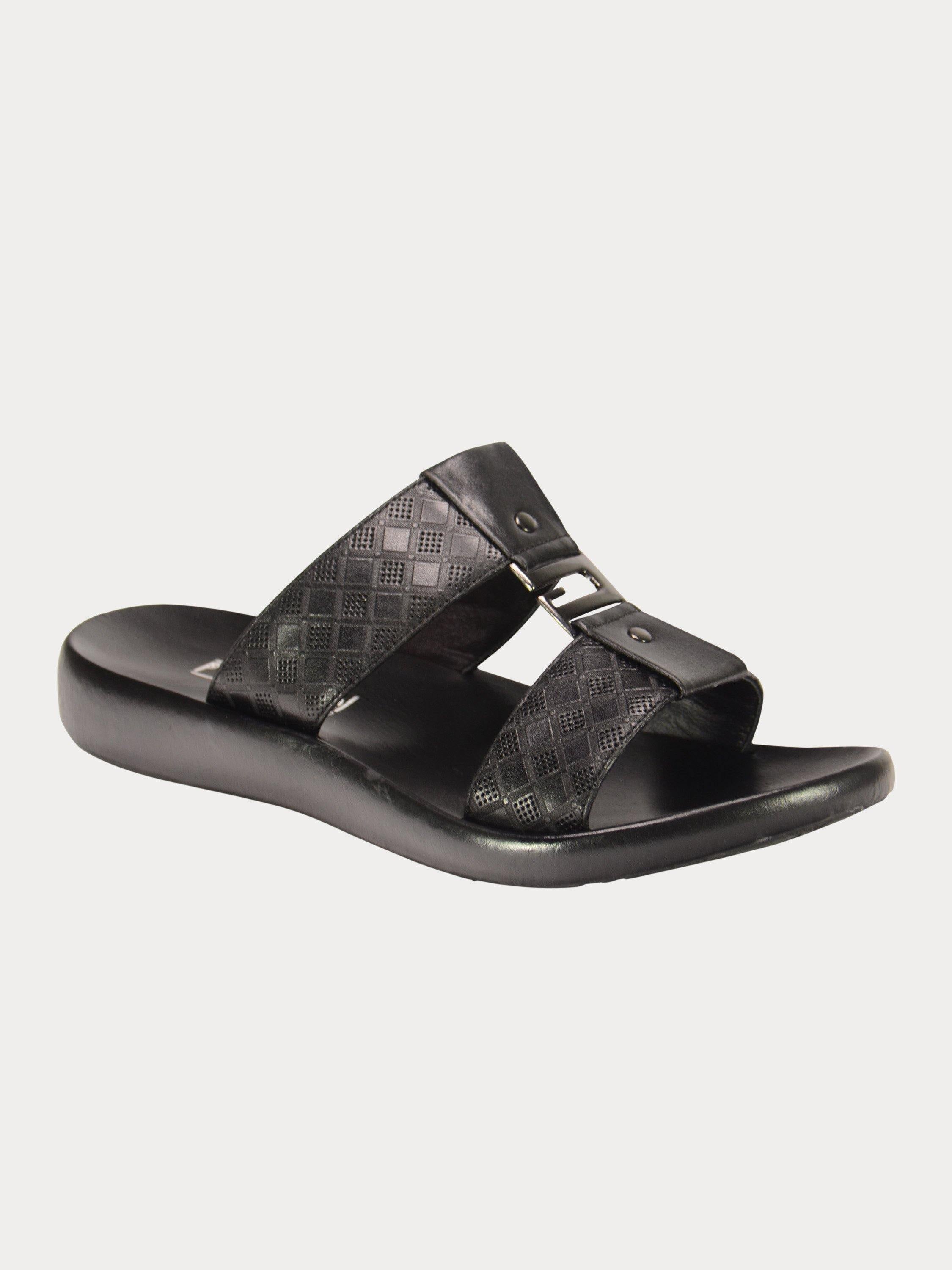 Barjeel Uno 0192100 Harlequin G Buckle Arabic Leather Sandals #color_Black