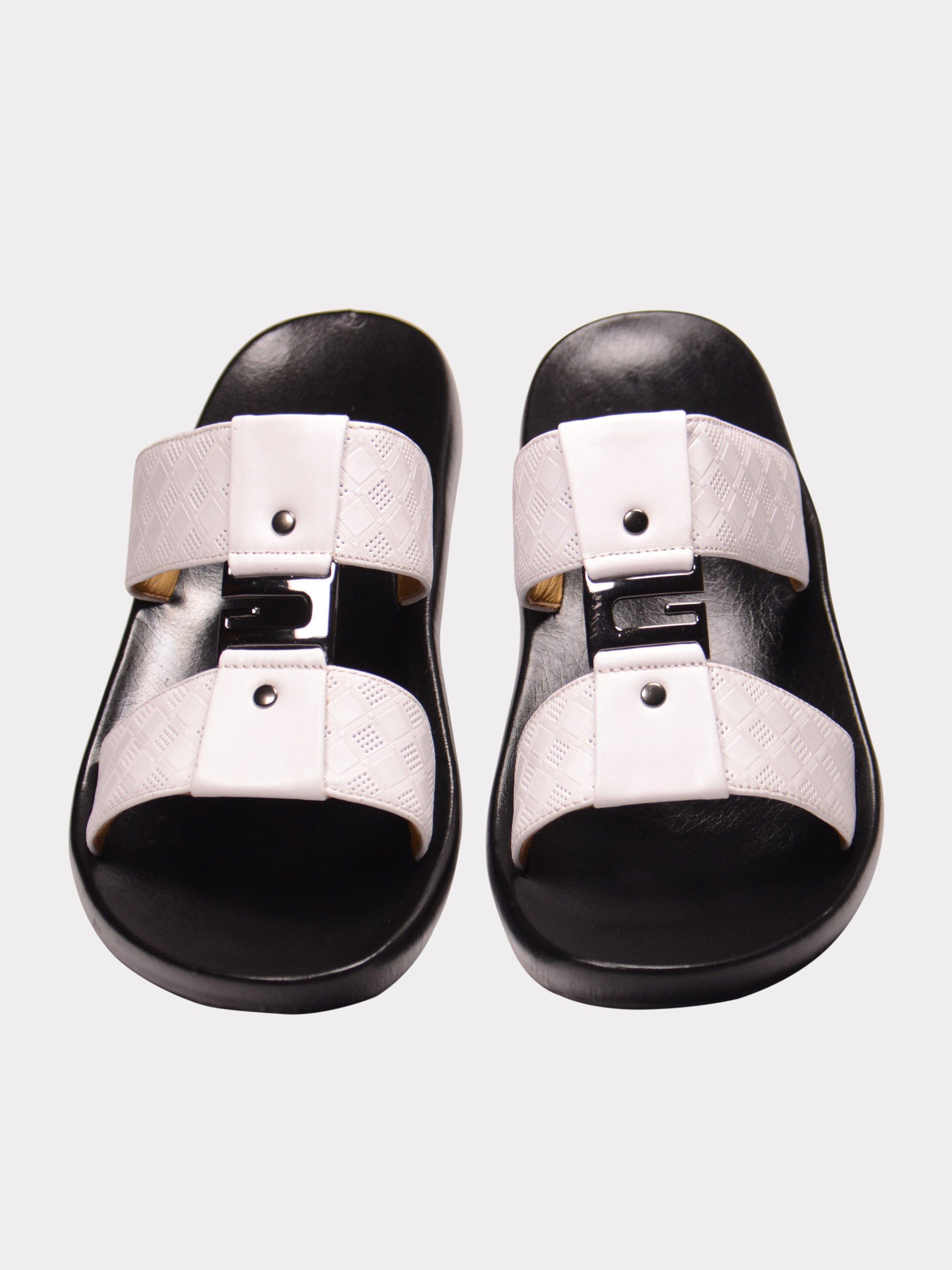 Barjeel Uno 0192100 Harlequin G Buckle Arabic Leather Sandals #color_White