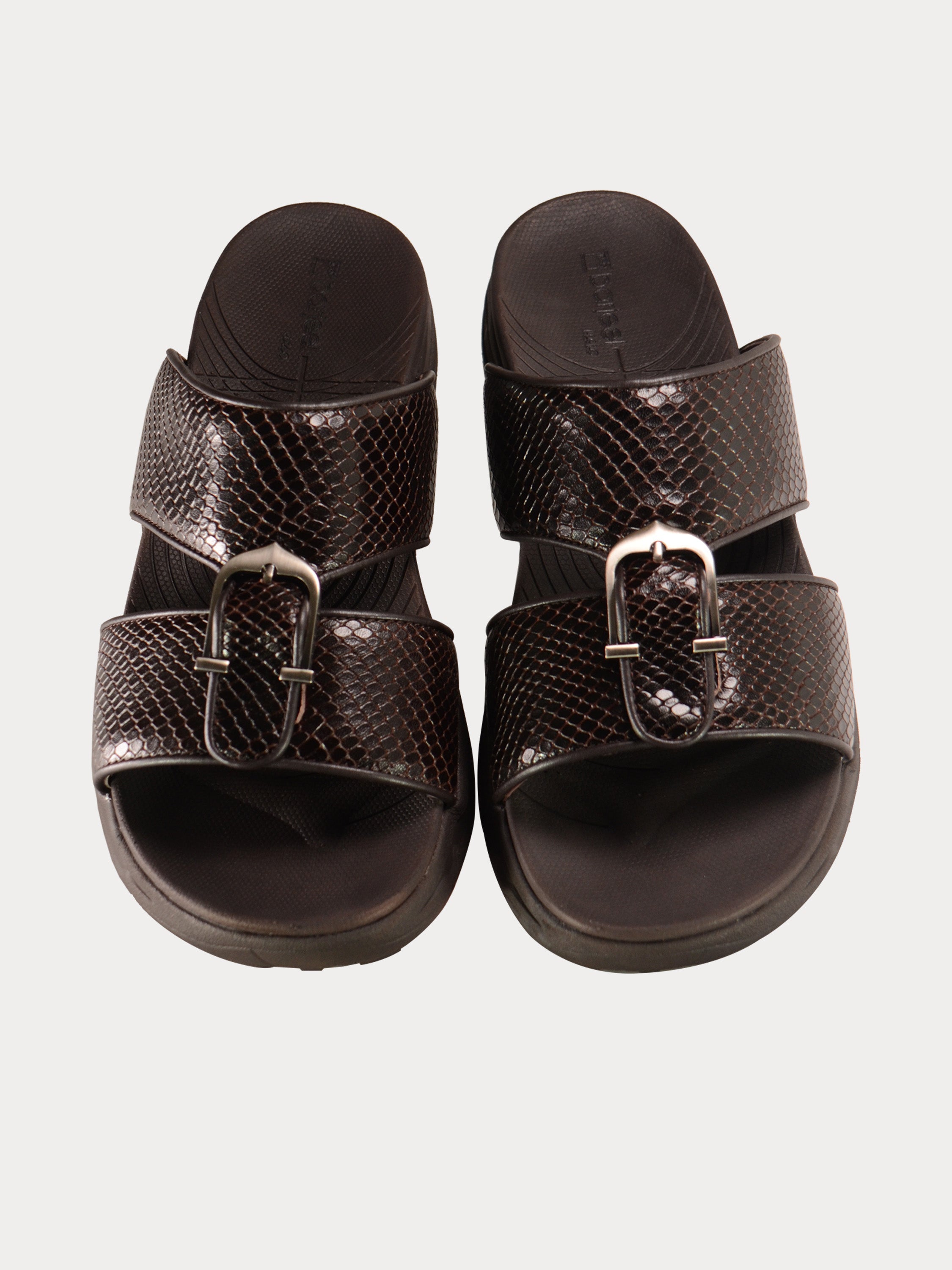 Barjeel Uno 152120 Honeycomb Pattern Arabic Sandals #color_Brown