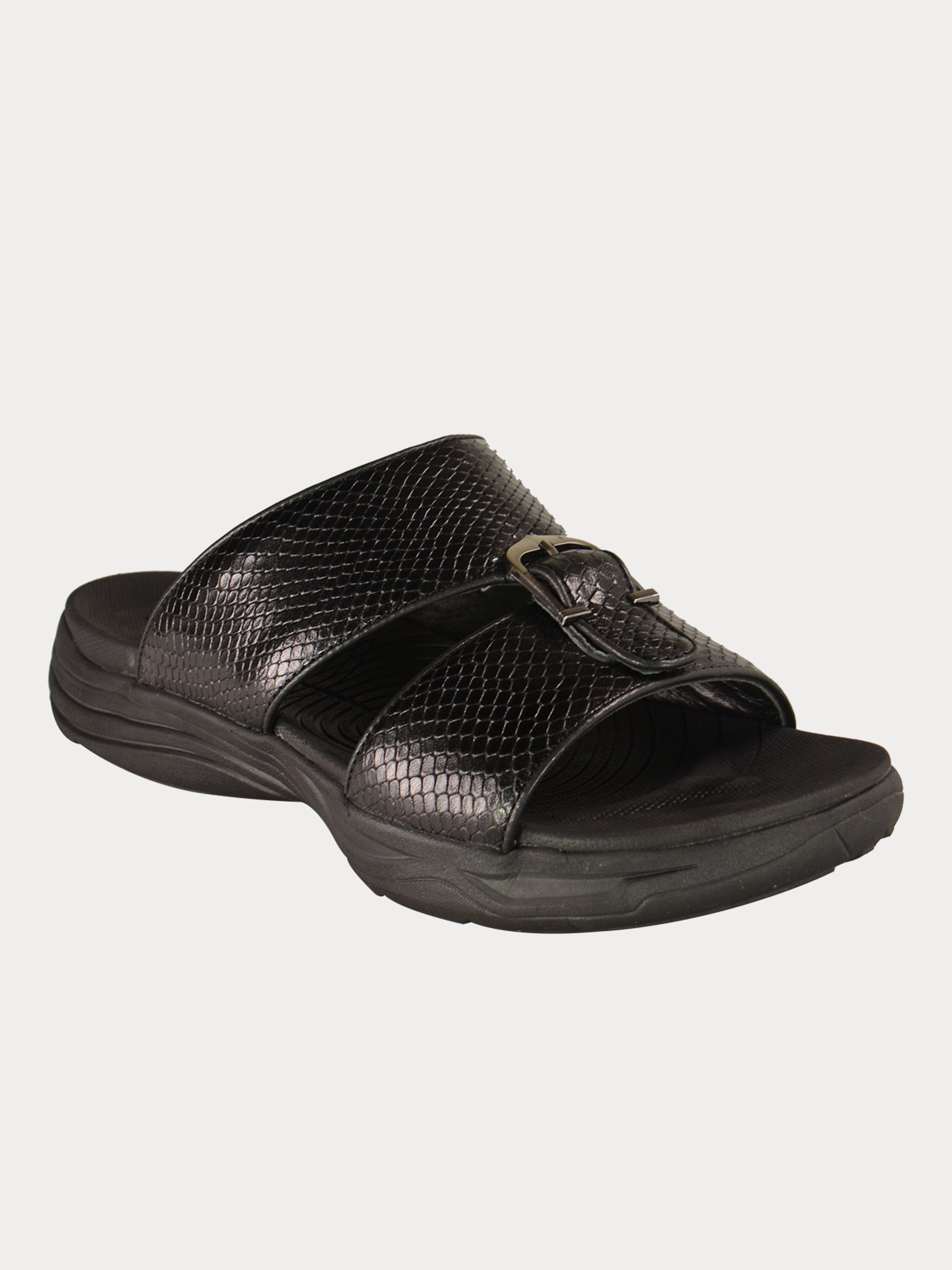 Barjeel Uno 152120 Honeycomb Pattern Arabic Sandals #color_Black