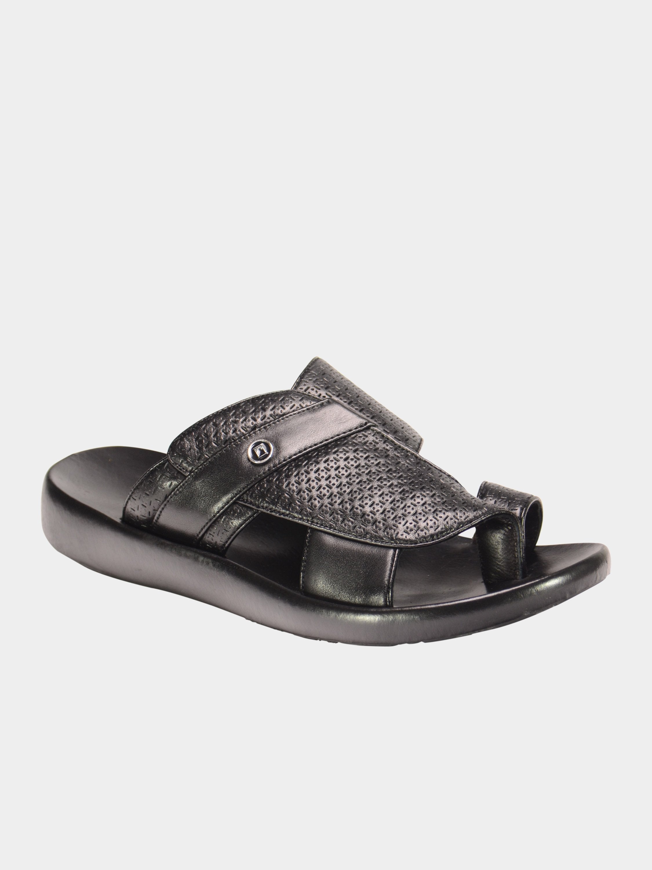 Barjeel Uno 019221 Laser Cut Detail Arabic Sandals #color_Black