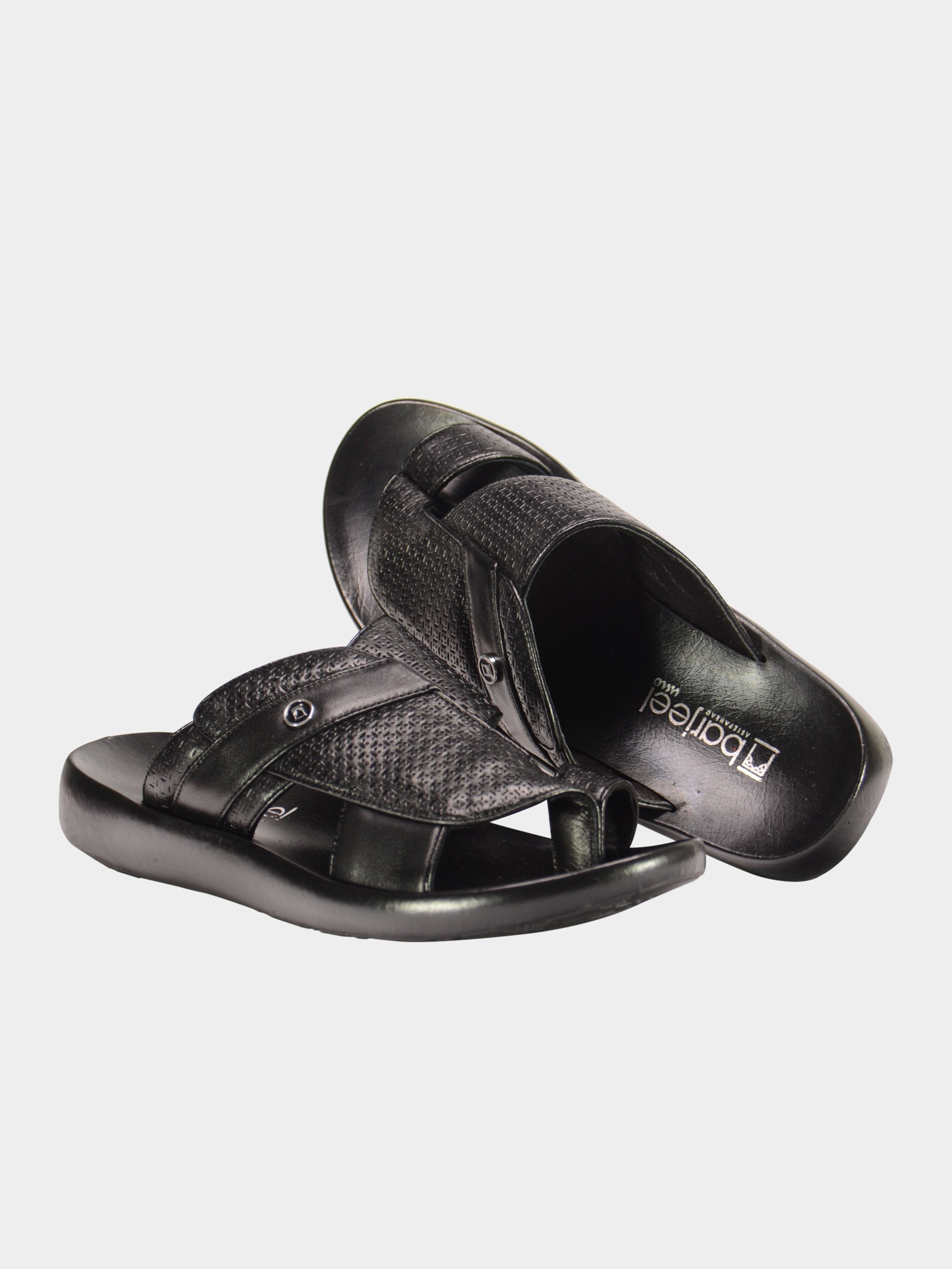 Barjeel Uno 019221 Laser Cut Detail Arabic Sandals #color_Black