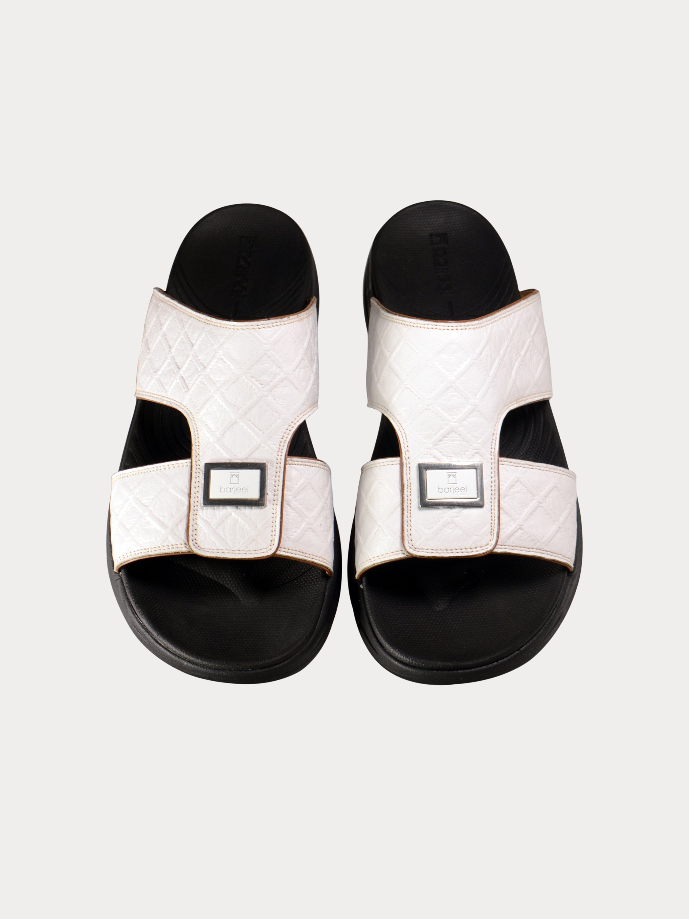 Barjeel Uno D197154 Men's Arabic Leather Sandals #color_White