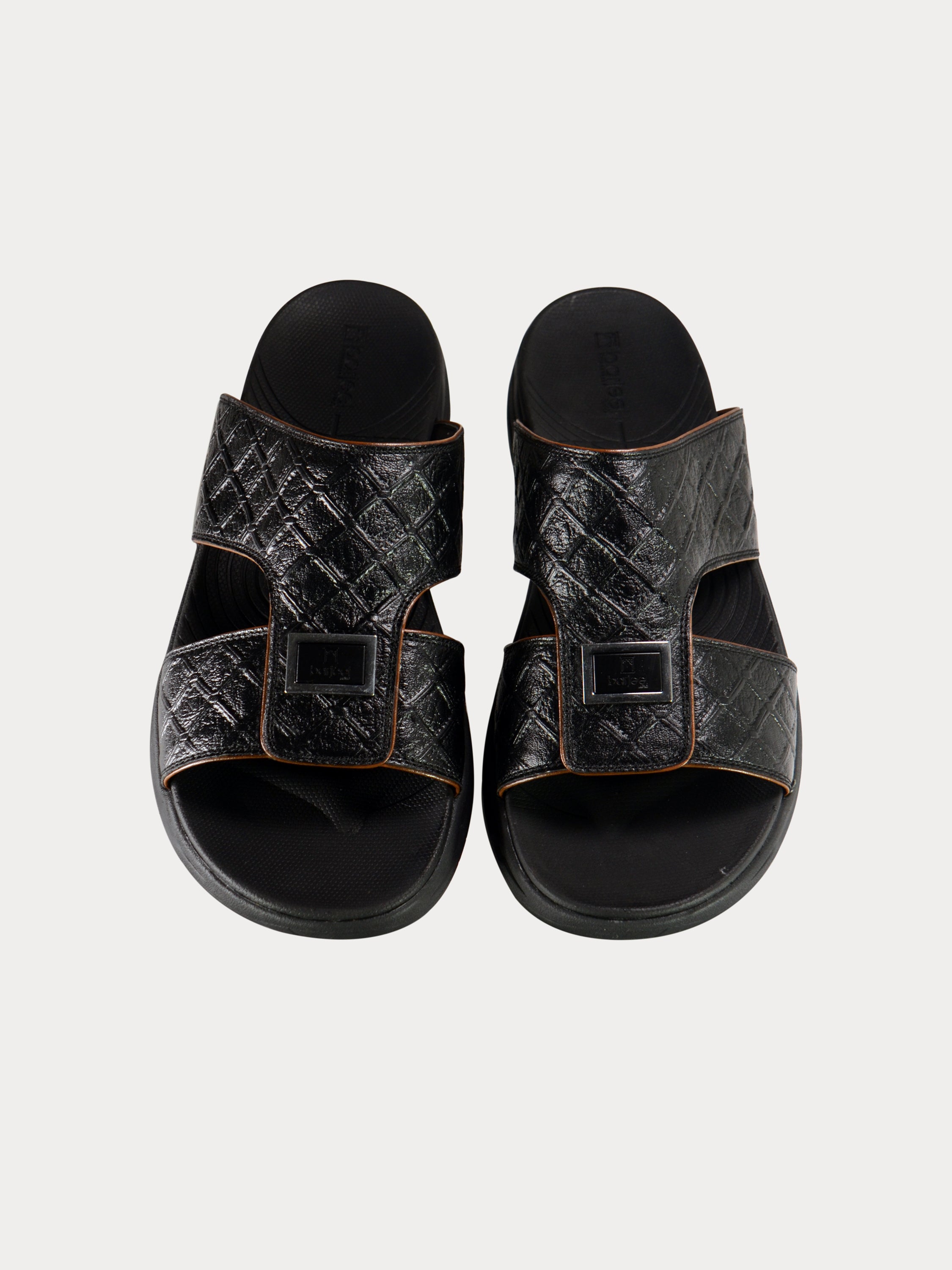 Barjeel Uno D197154 Men's Arabic Leather Sandals #color_Black