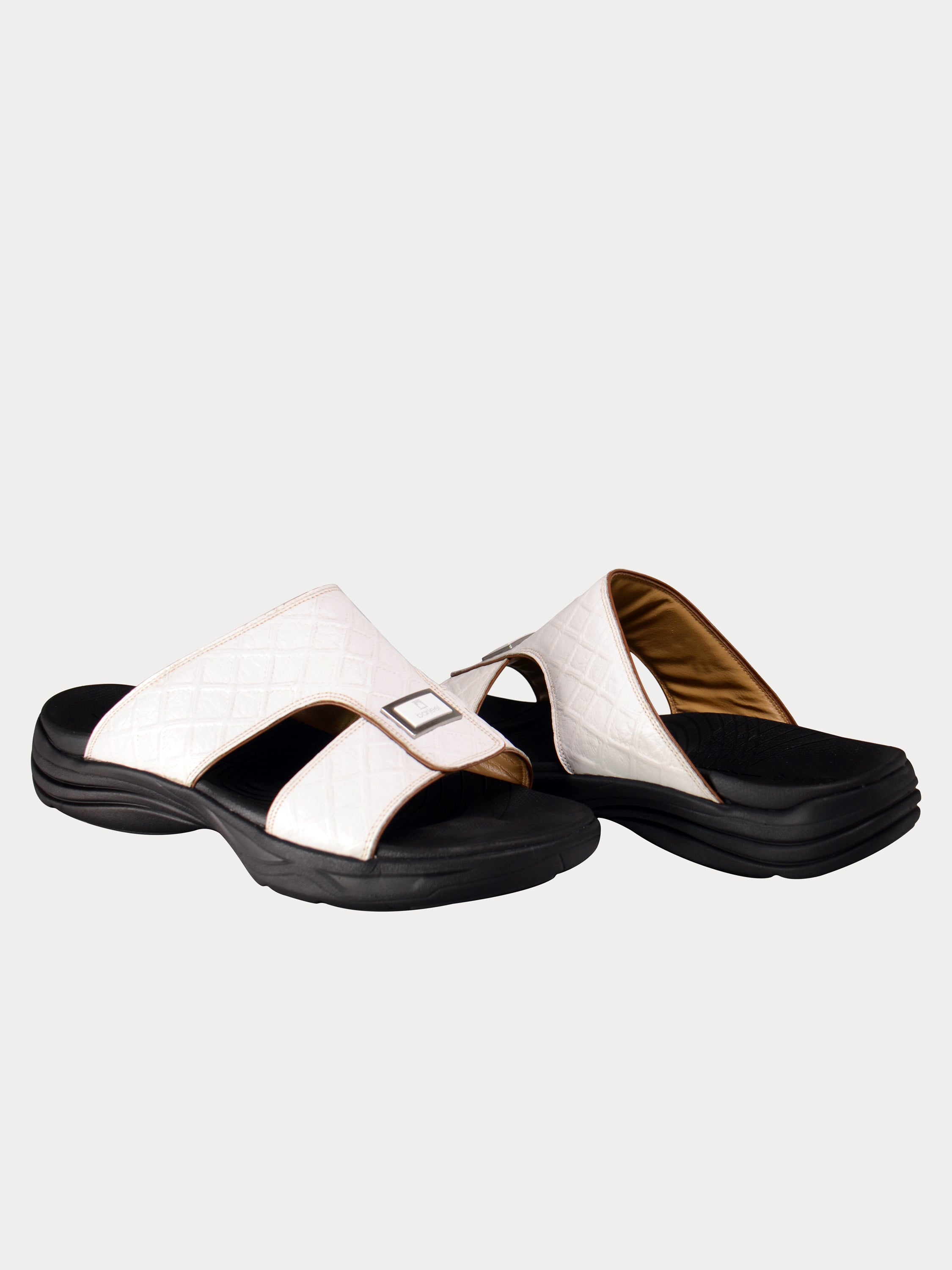 Barjeel Uno D197154 Men's Arabic Leather Sandals #color_White