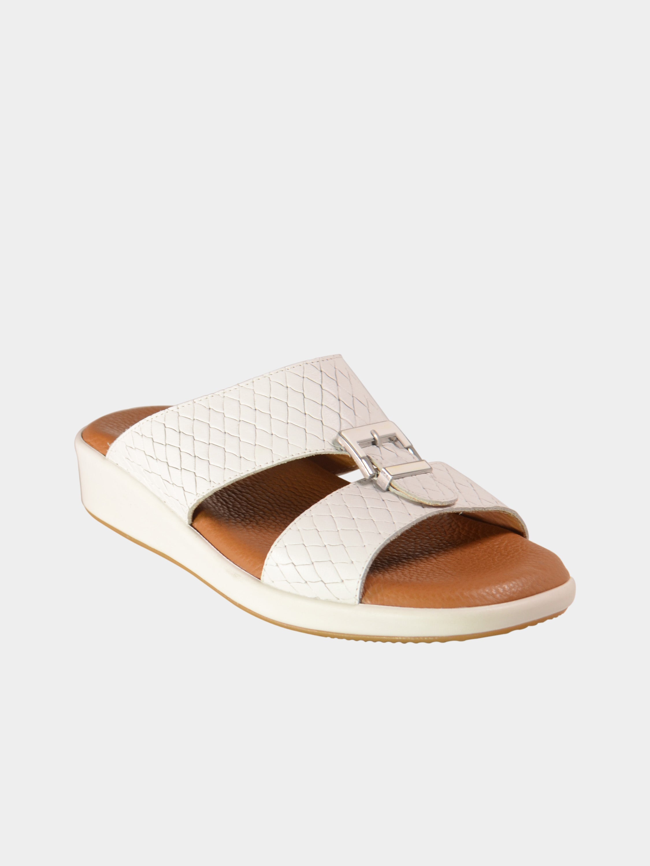 Barjeel Uno BGT-10 Men's Arabic Sandals #color_White