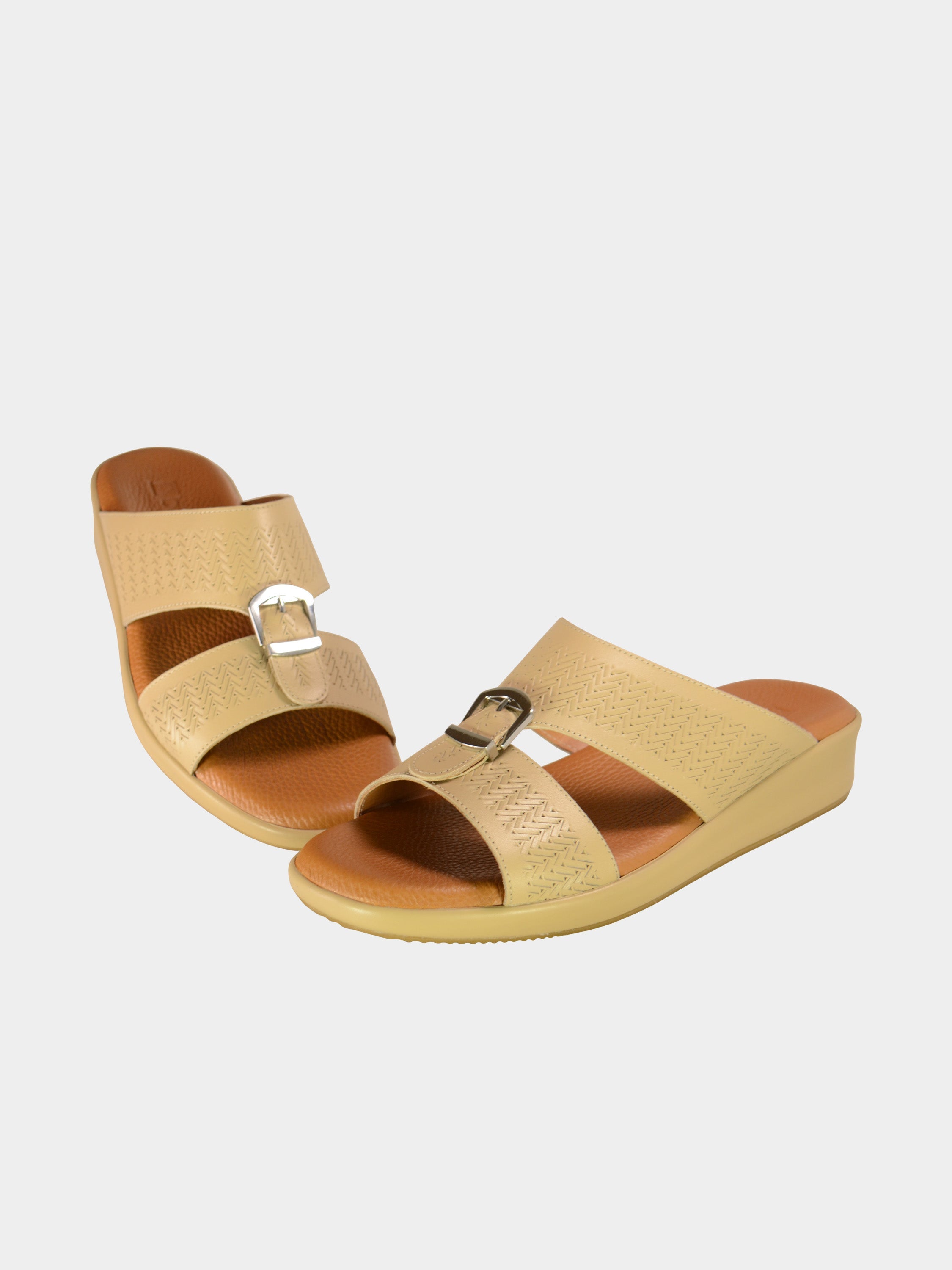 Barjeel Uno BGT-09 Men's Arabic Sandals #color_Beige