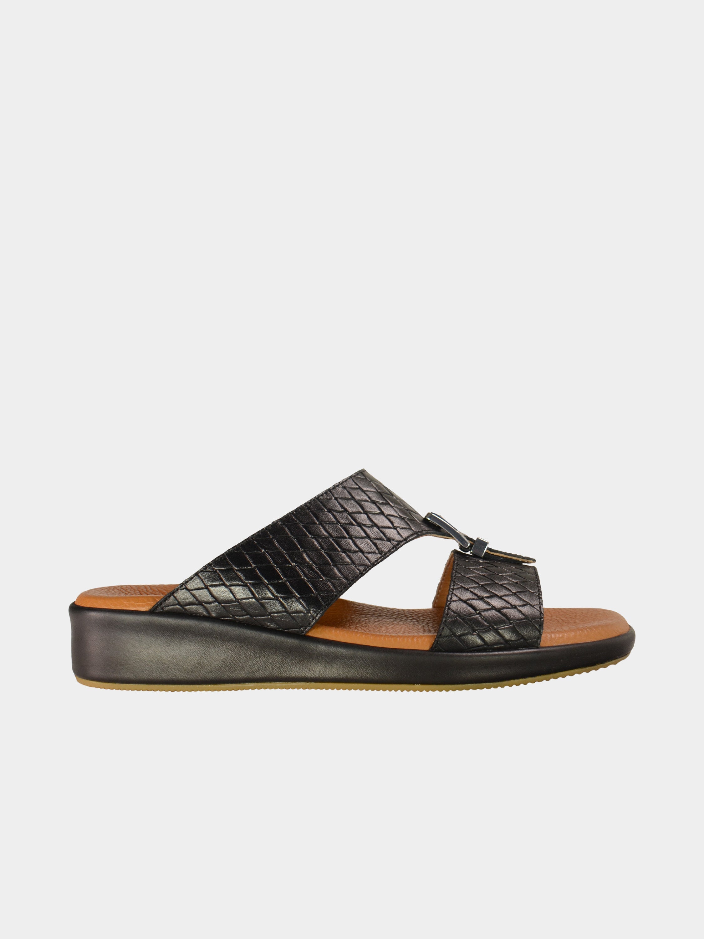 Barjeel Uno BGT-10 Men's Arabic Sandals #color_Black