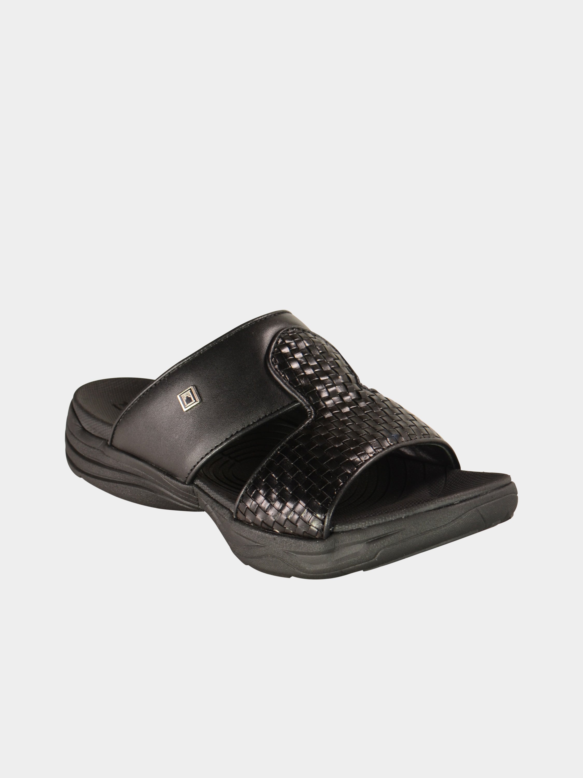 Barjeel Uno 152119 Basketweave Pattern Arabic Sandals #color_Black