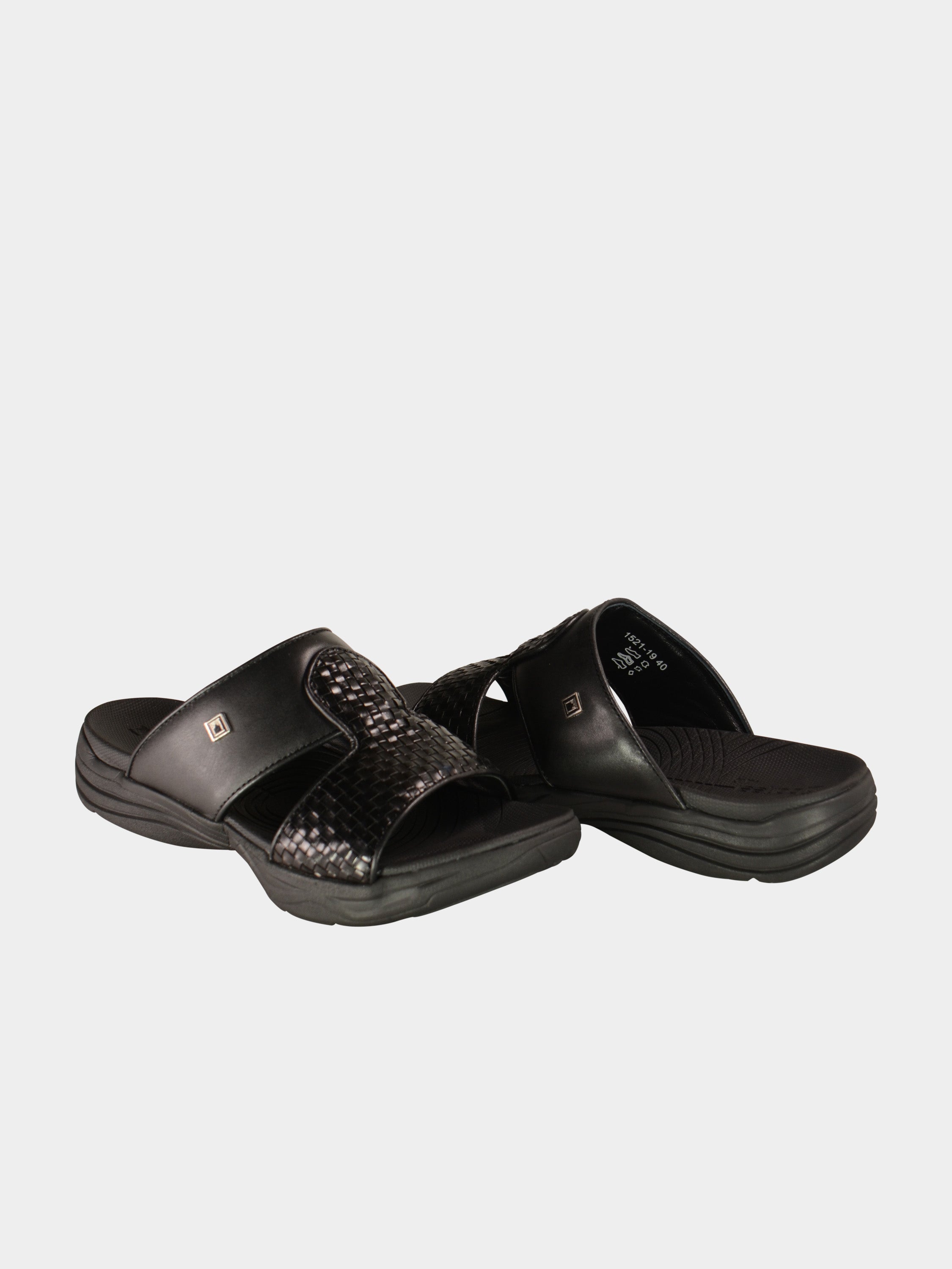 Barjeel Uno 152119 Basketweave Pattern Arabic Sandals #color_Black