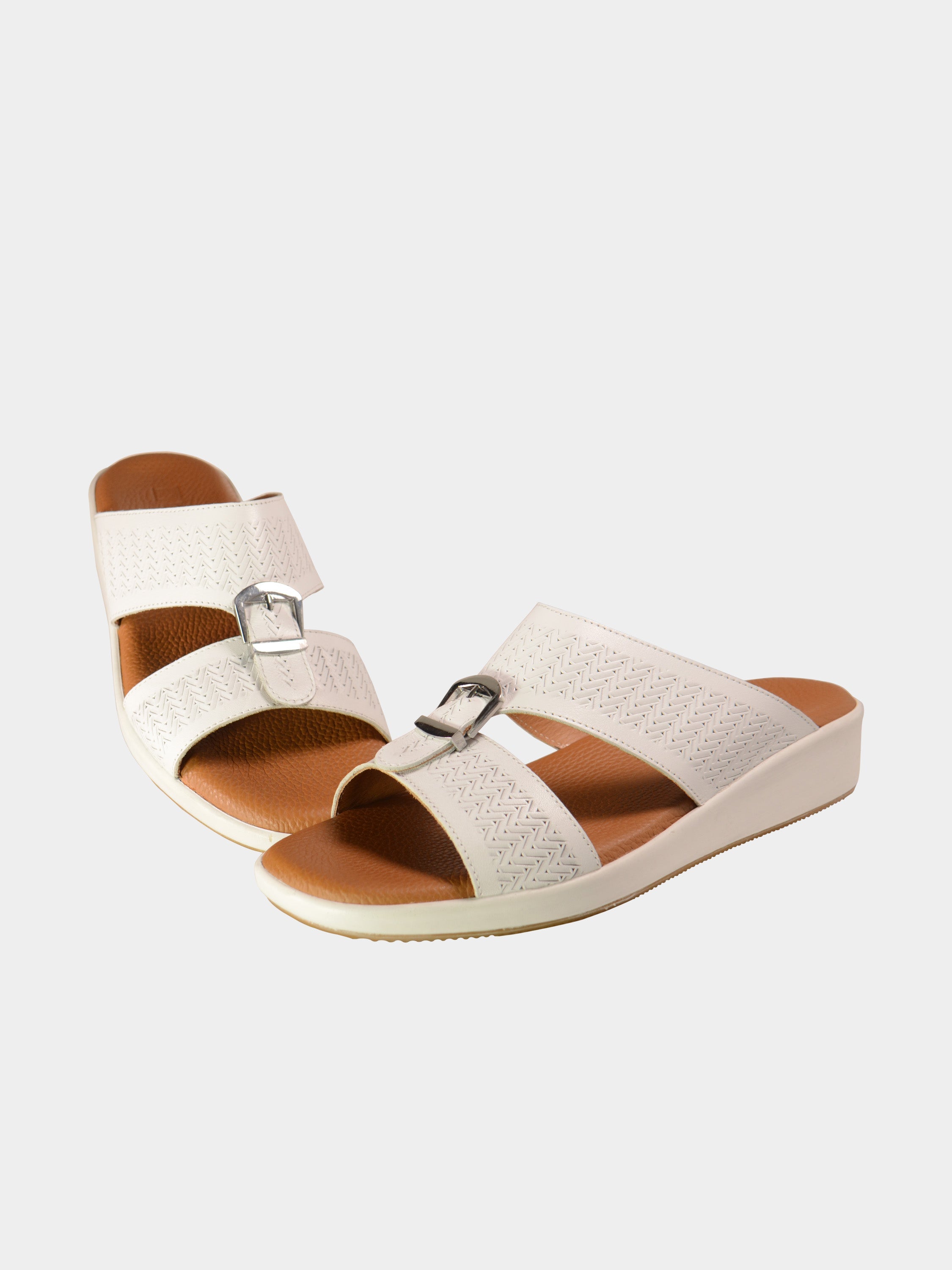 Barjeel Uno BGT-09 Men's Arabic Sandals #color_White