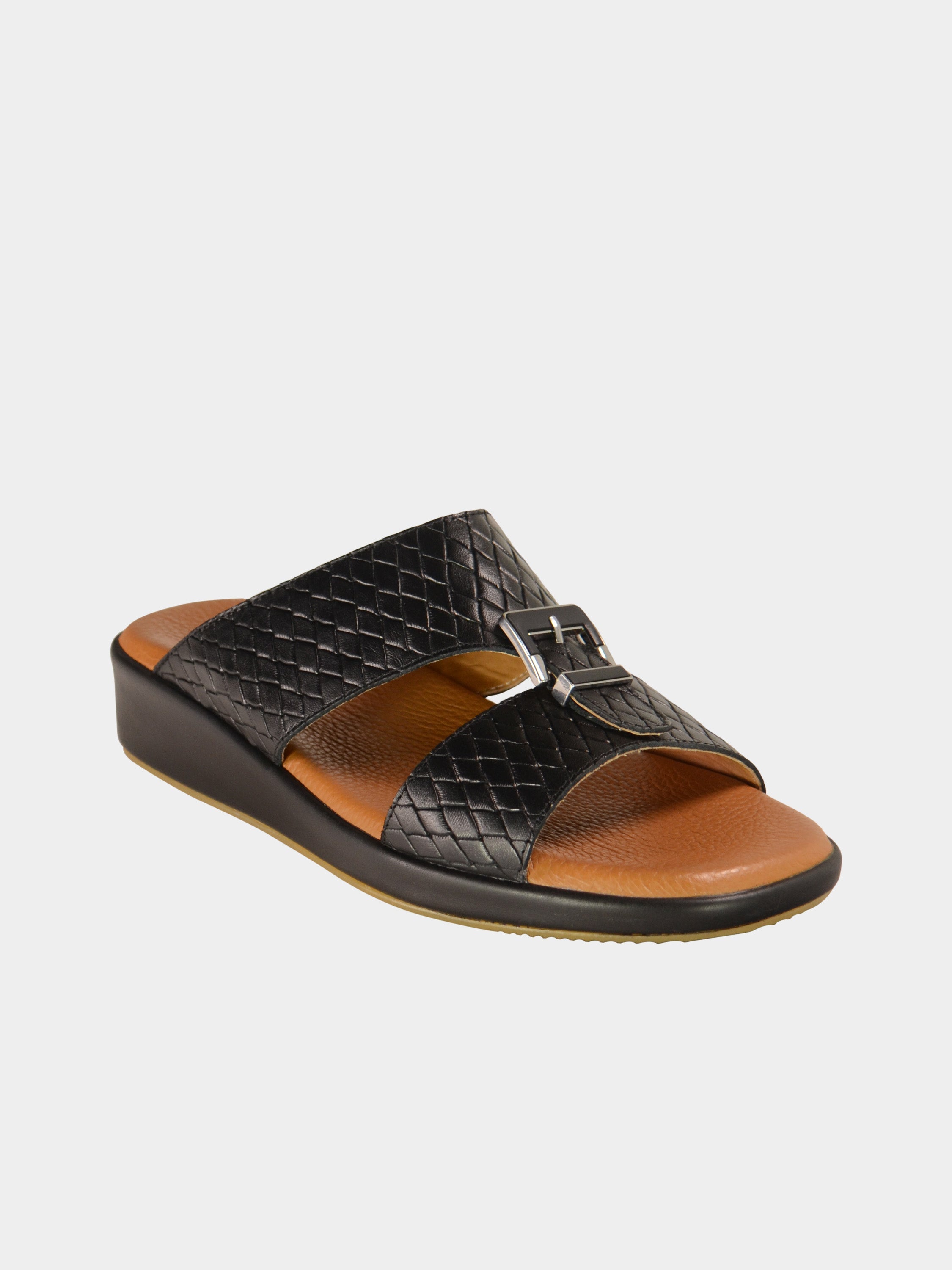 Barjeel Uno BGT-10 Men's Arabic Sandals #color_Black