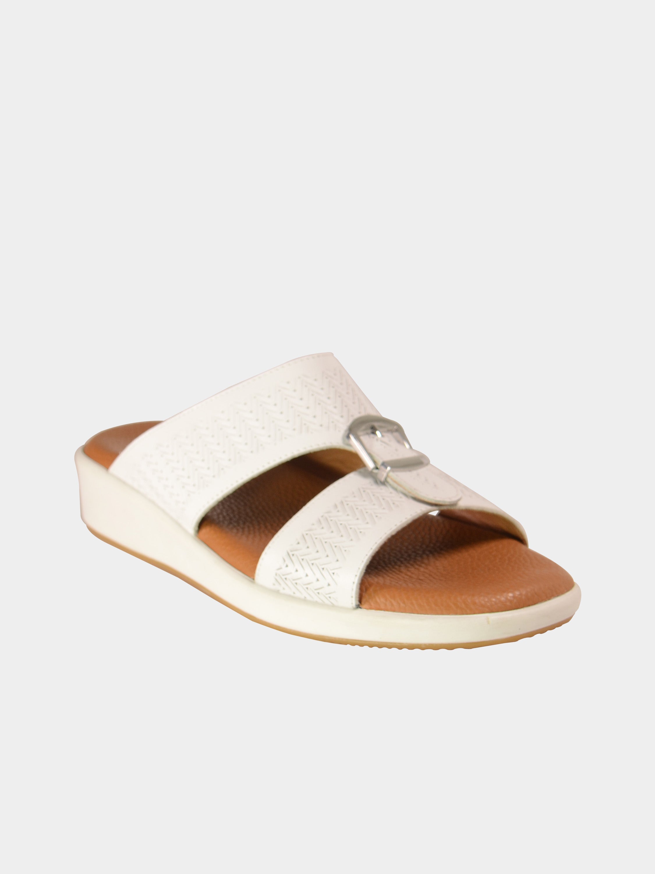 Barjeel Uno BGT-09 Men's Arabic Sandals #color_White