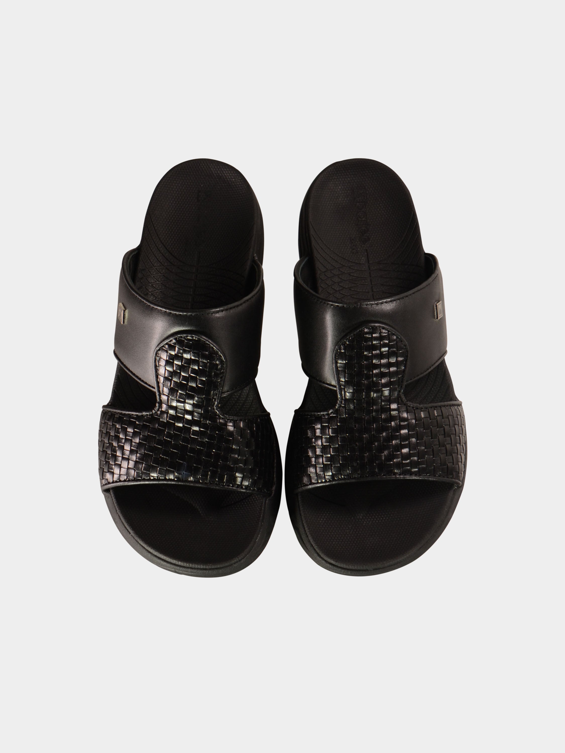 Barjeel Uno 152119 Basketweave Pattern Arabic Sandals #color_Black