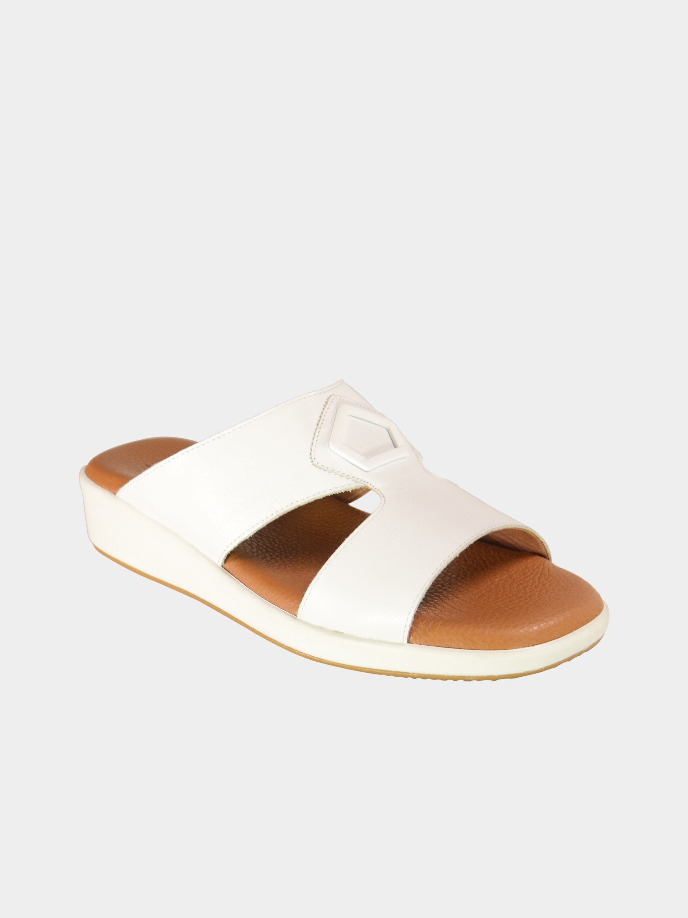 Barjeel Uno BGT-05 Men's Arabic Sandals #color_White
