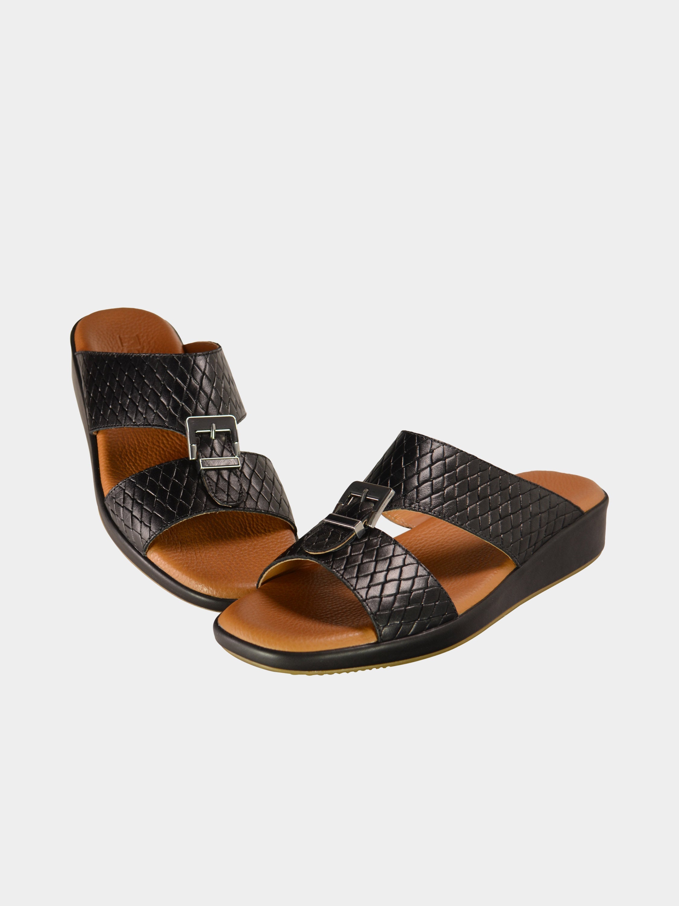 Barjeel Uno BGT-10 Men's Arabic Sandals #color_Black