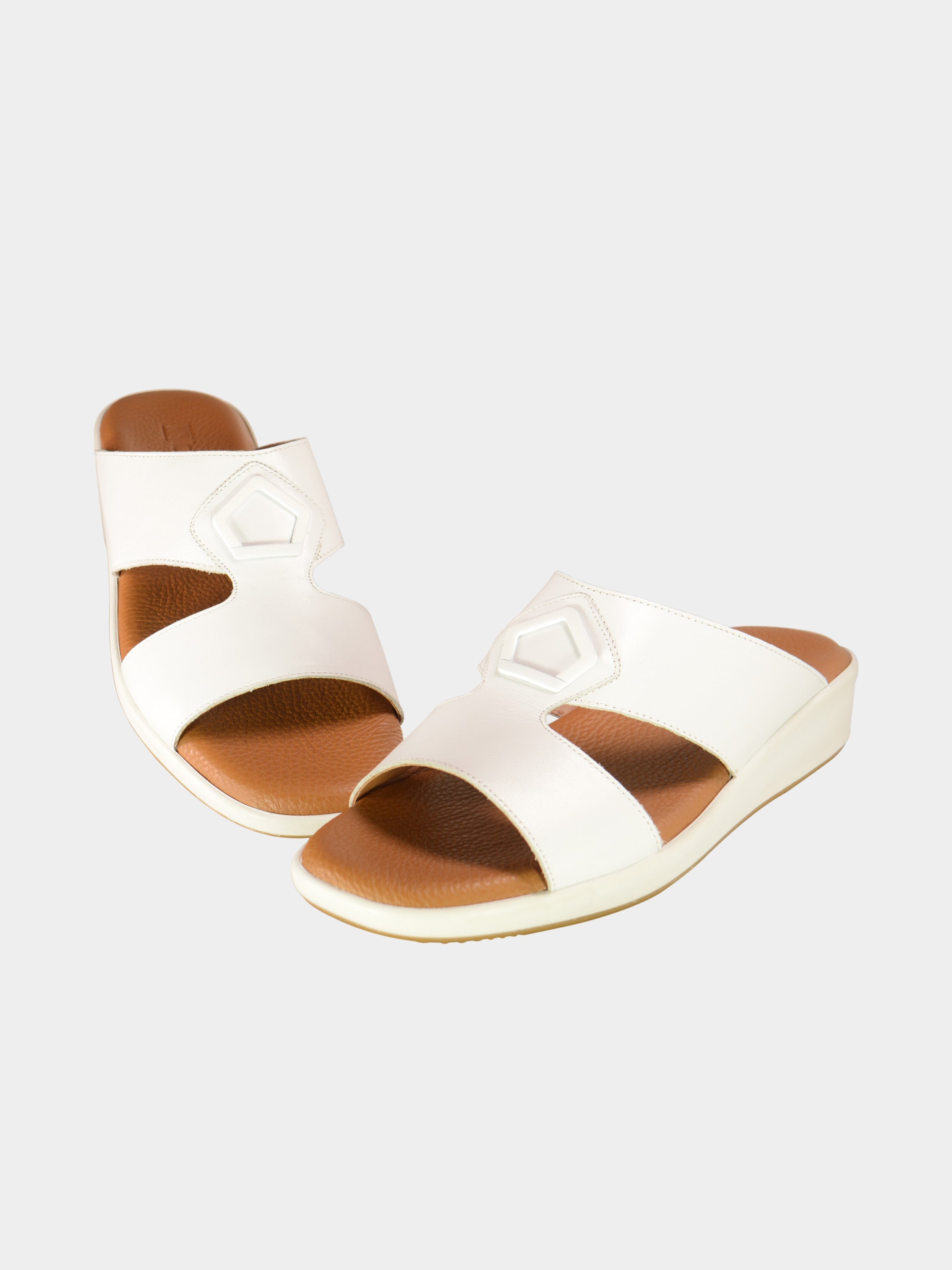 Barjeel Uno BGT-05 Men's Arabic Sandals #color_White
