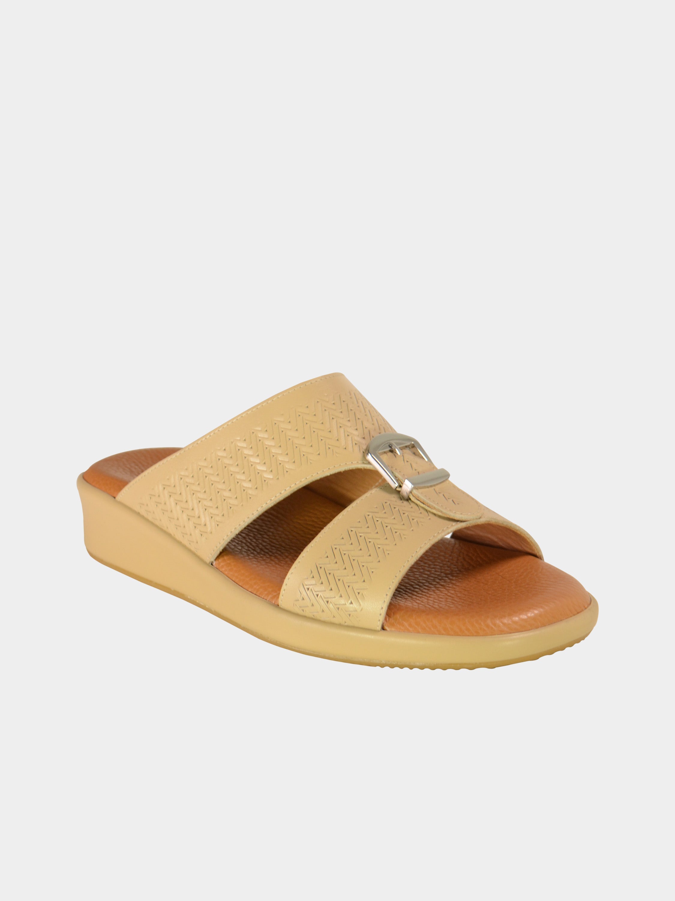 Barjeel Uno BGT-09 Men's Arabic Sandals #color_Beige