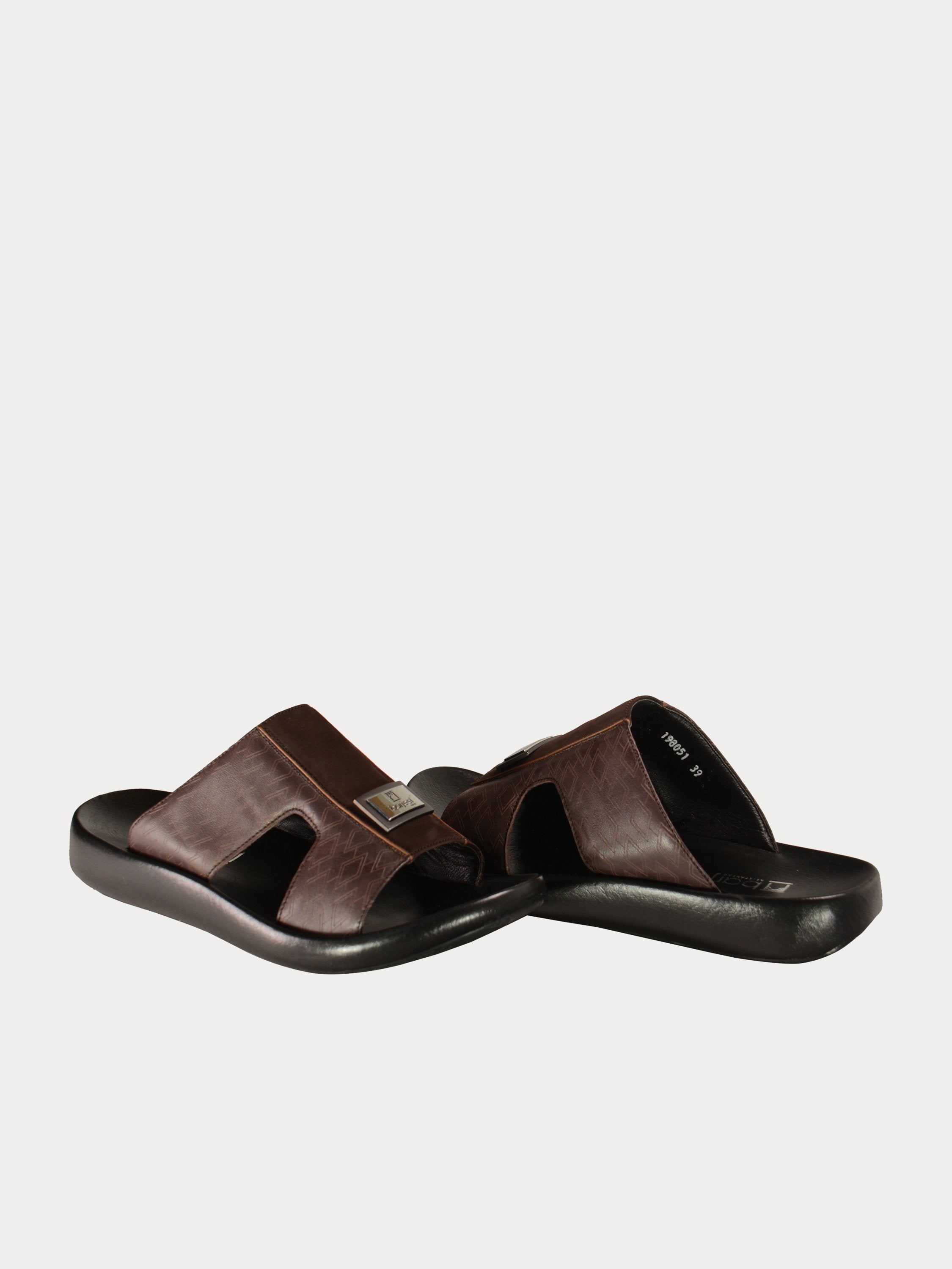 Barjeel Uno 0198051 Nubuck Print Arabic Sandals #color_Brown